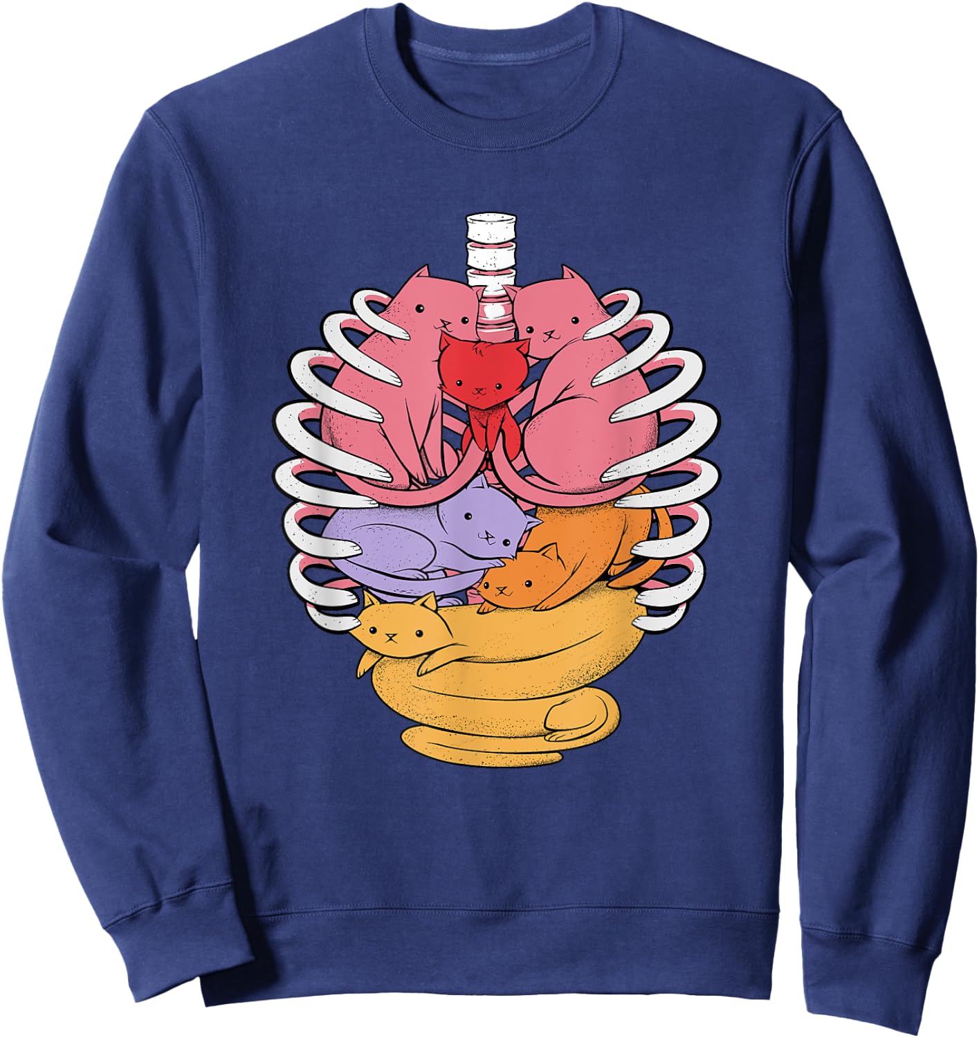 AnatomiCat Human Anatomy X-Ray Cat Lover I Love Cats Sweatshirt - Sweatshirt | Navy