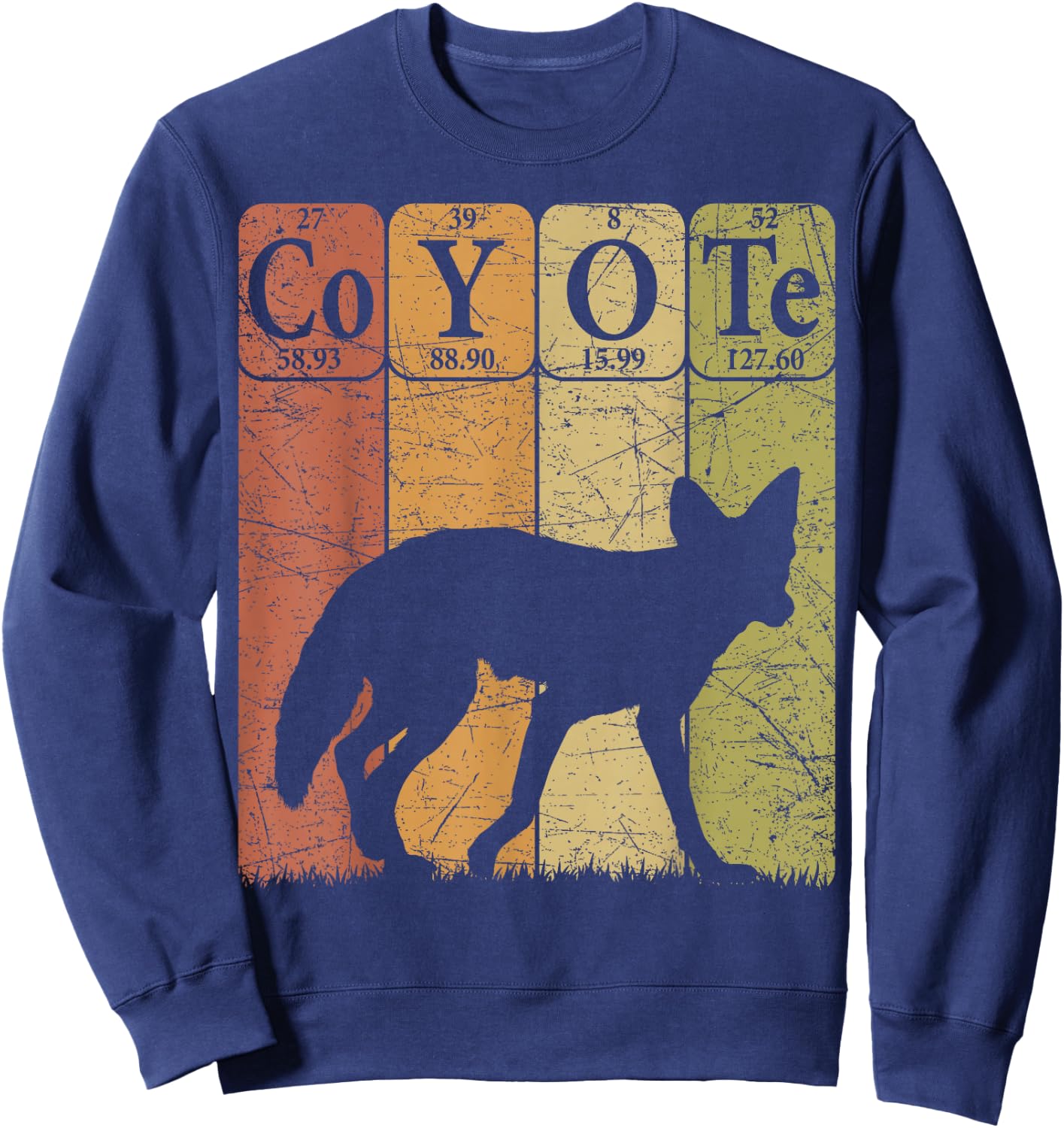 Coyote Periodic Table Elements Wild Animal Coyote Vintage Sweatshirt - Sweatshirt | Navy