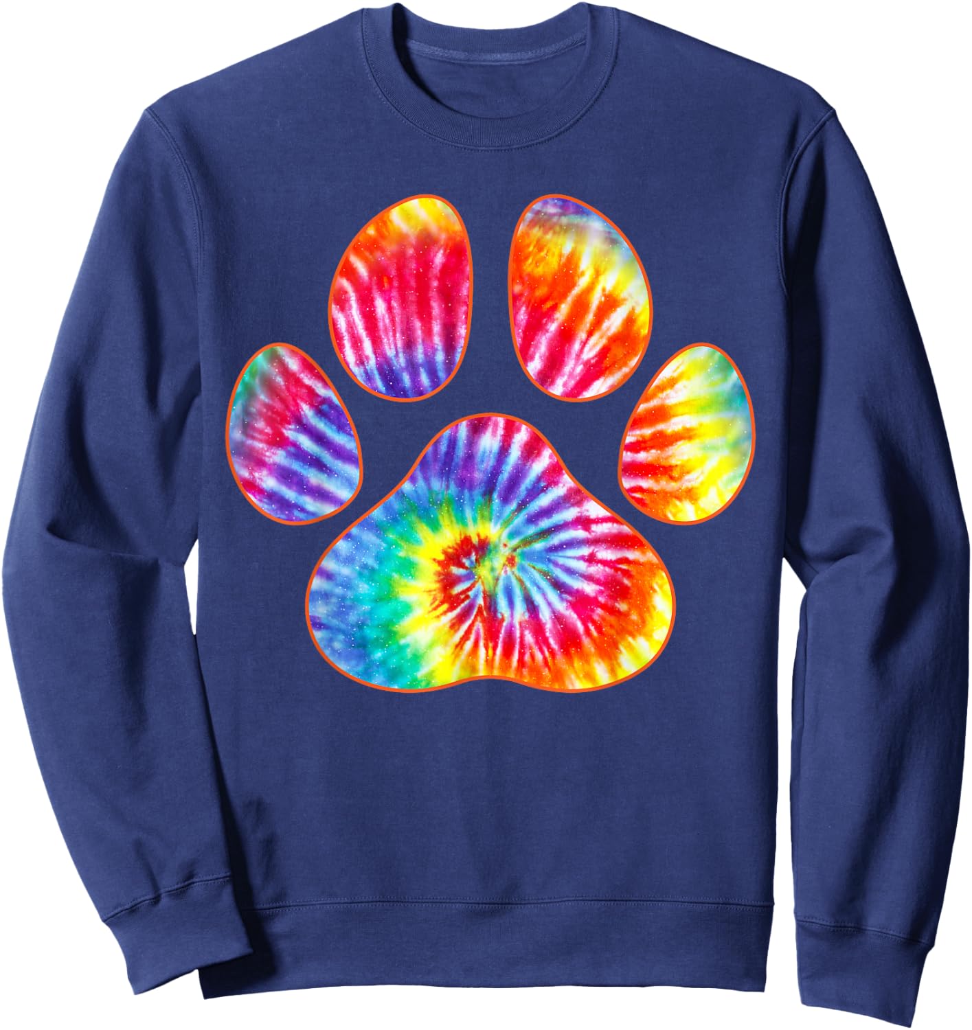 Cute Tie Dye Paw Print Pet Owner Paw Print Tie Dye Dog Lover Sweatshirt - Sweatshirt | Navy
