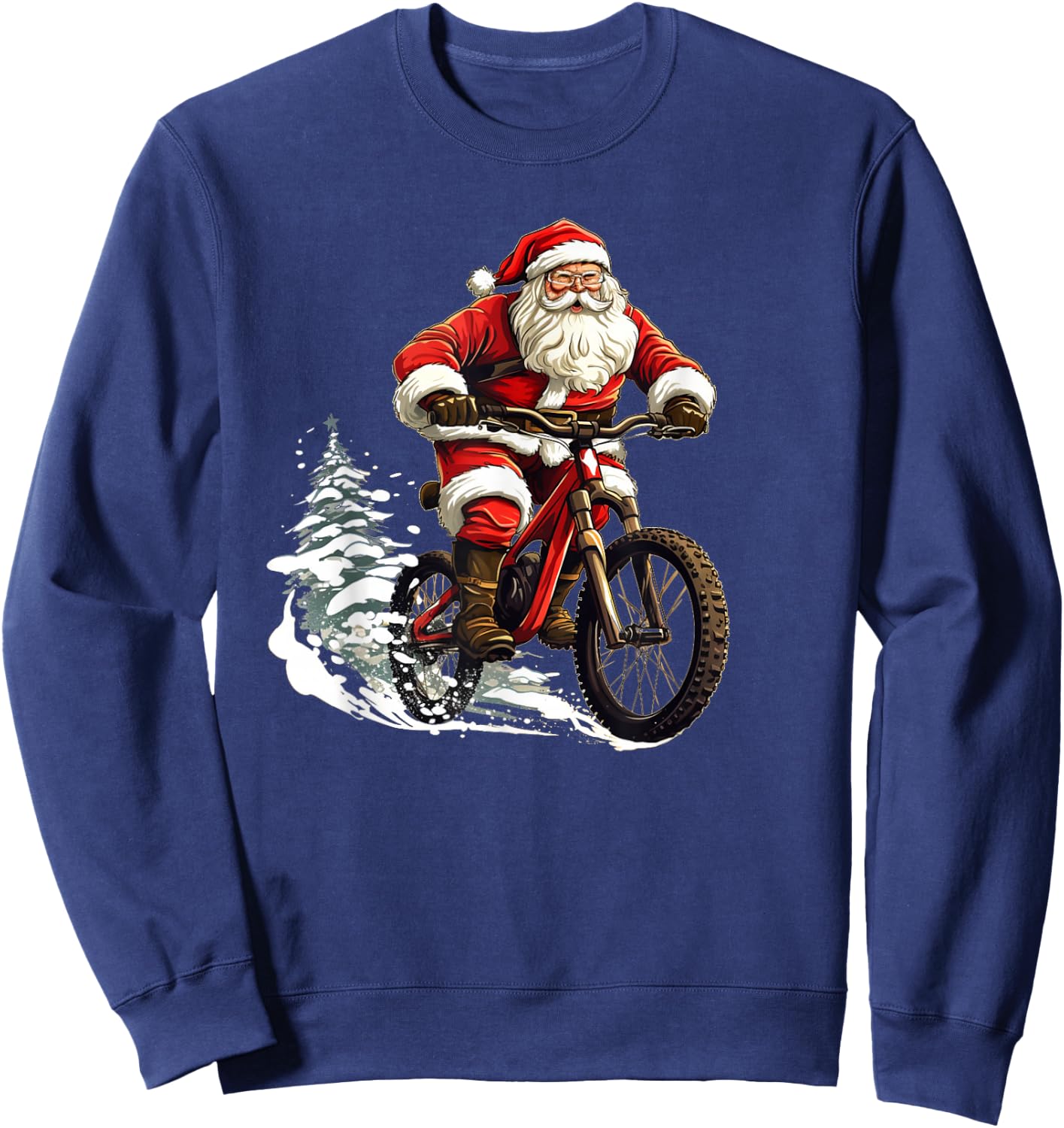 Funny Bike Stunts with Santa Claus for Boys and Girls Sweatshirt - Sweatshirt | Navy