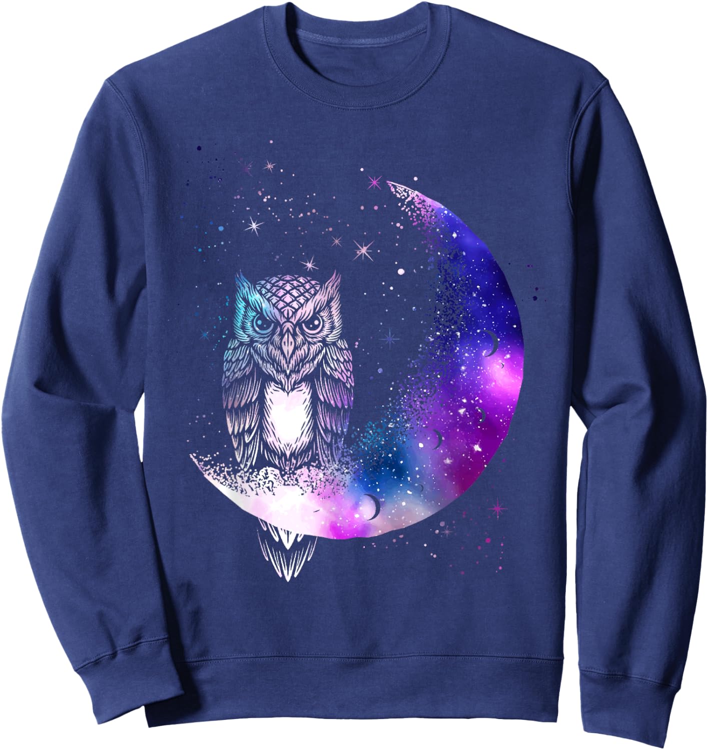 Owl Moon Galaxy Bird Crescent Sweatshirt - Sweatshirt | Navy