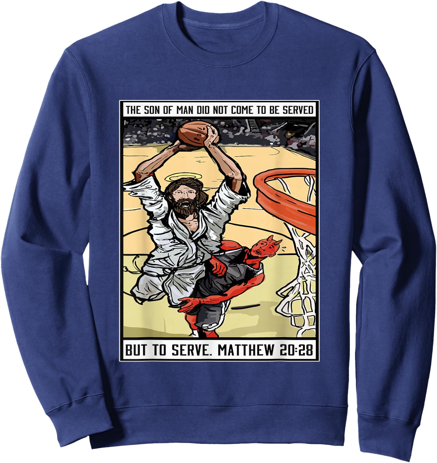 Funny Jesus Christian Playing Basketball Gift Boy Sweatshirt - Sweatshirt | Navy