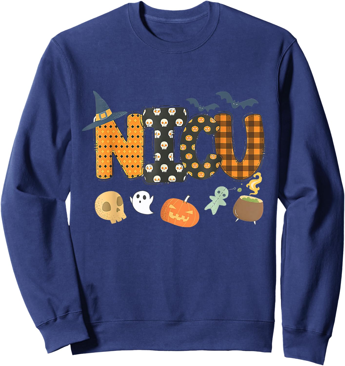 Halloween NICU crew nurse NICU Nurse staff group Neonat Sweatshirt - Sweatshirt | Navy