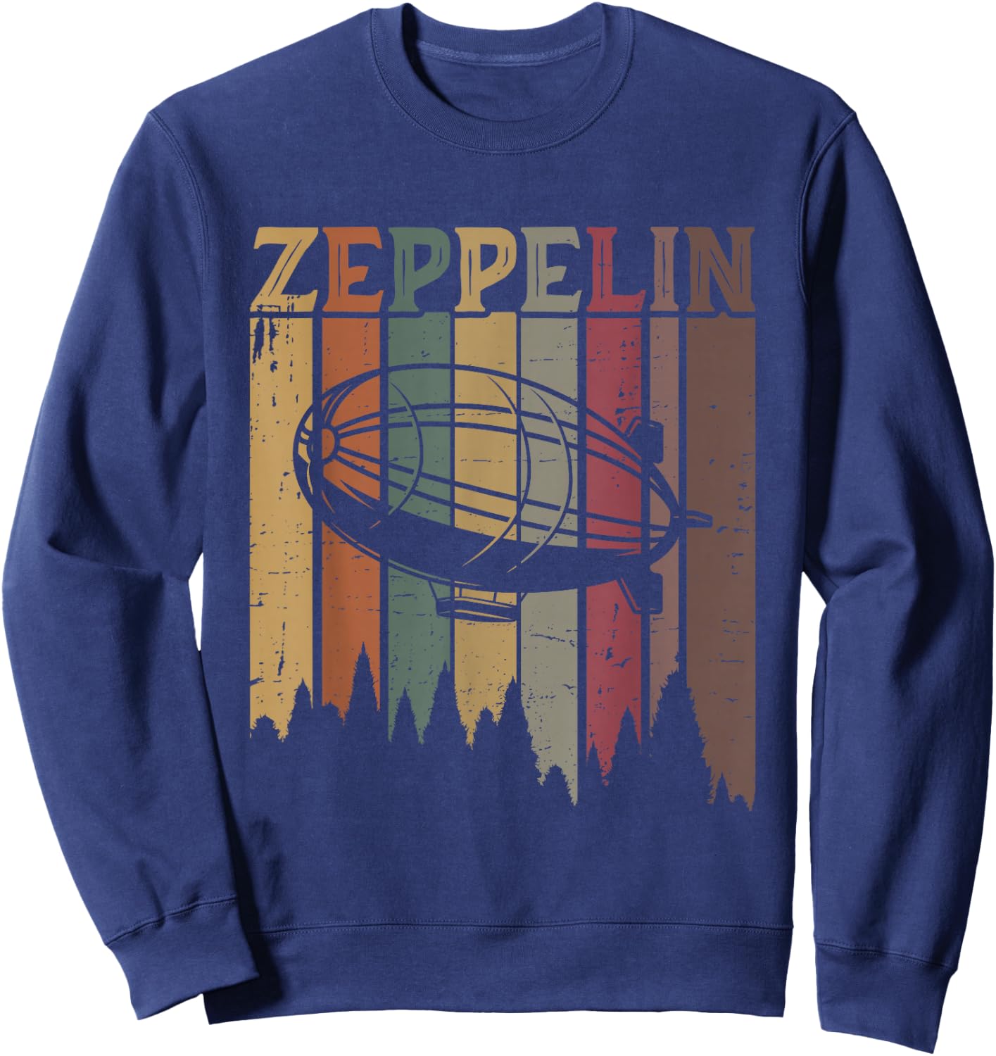 Retro Zeppelin 70s 80s Dirigible Airship Zepelin Zepplin Sweatshirt - Sweatshirt | Navy