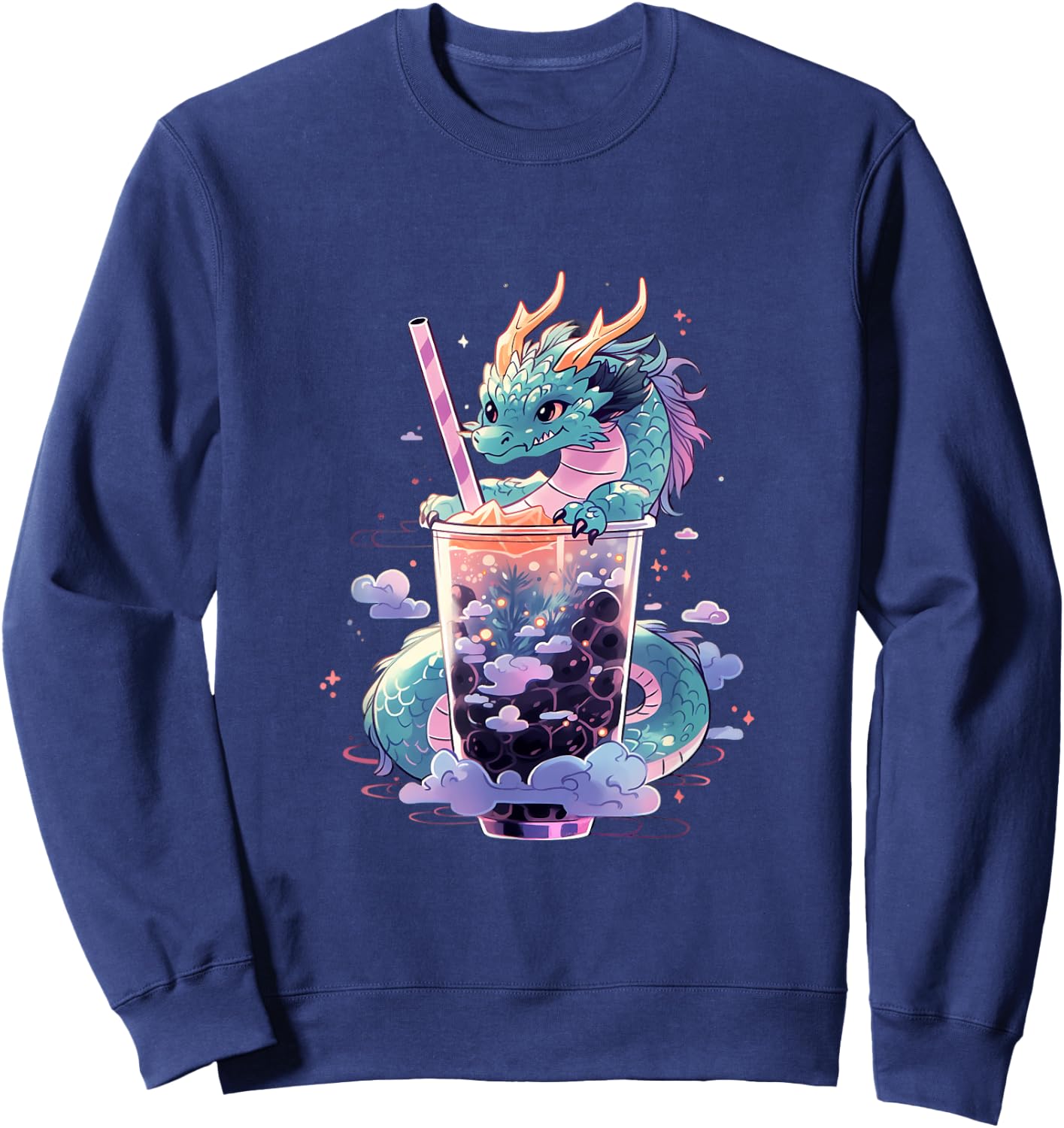 Dragon Boba Tea Bubble Tea Anime Kawaii Sweatshirt - Sweatshirt | Navy