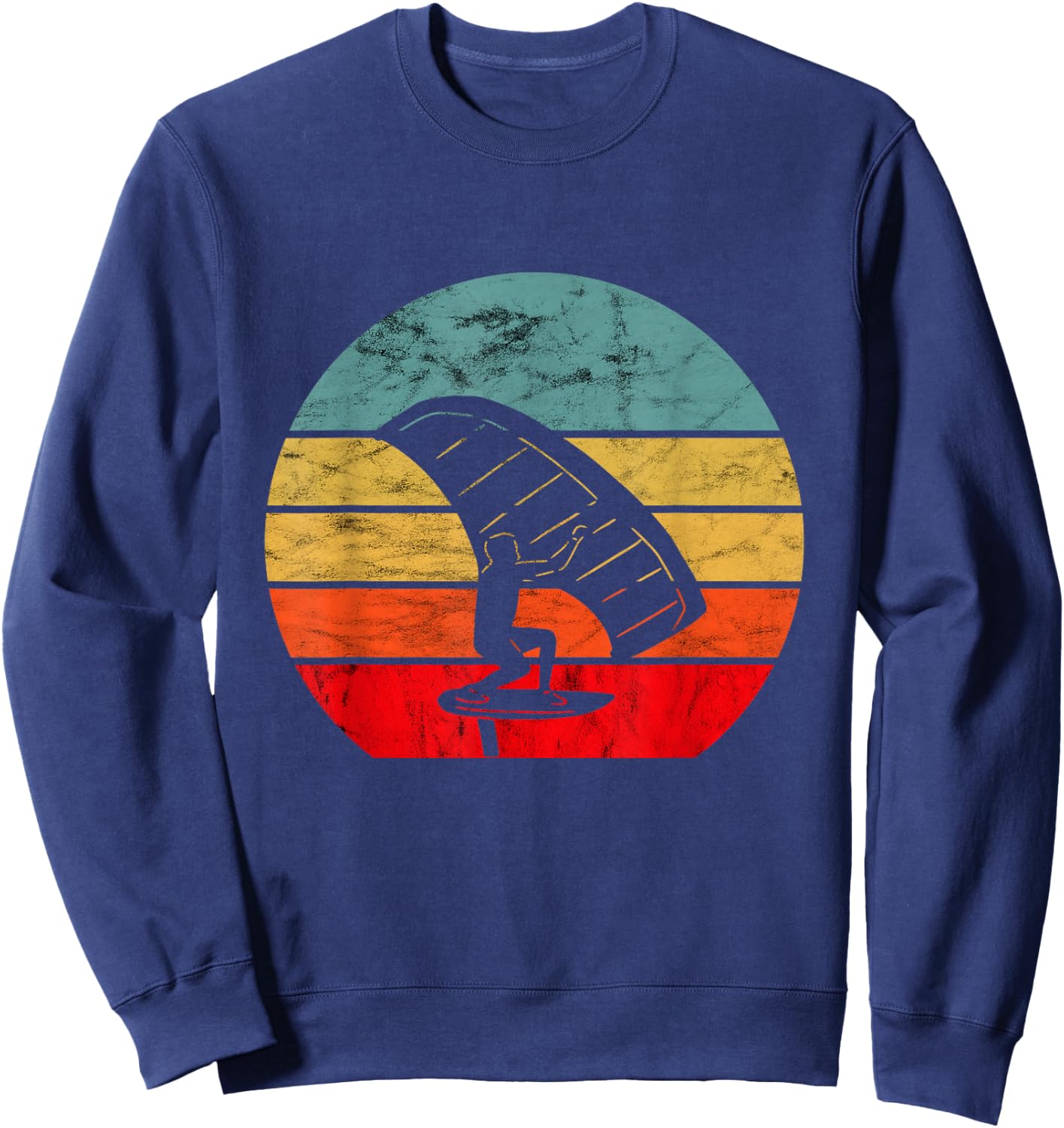 Foil Vintage Retro Foiler Electric Hydrofoil Surfboard Sweatshirt - Sweatshirt | Navy