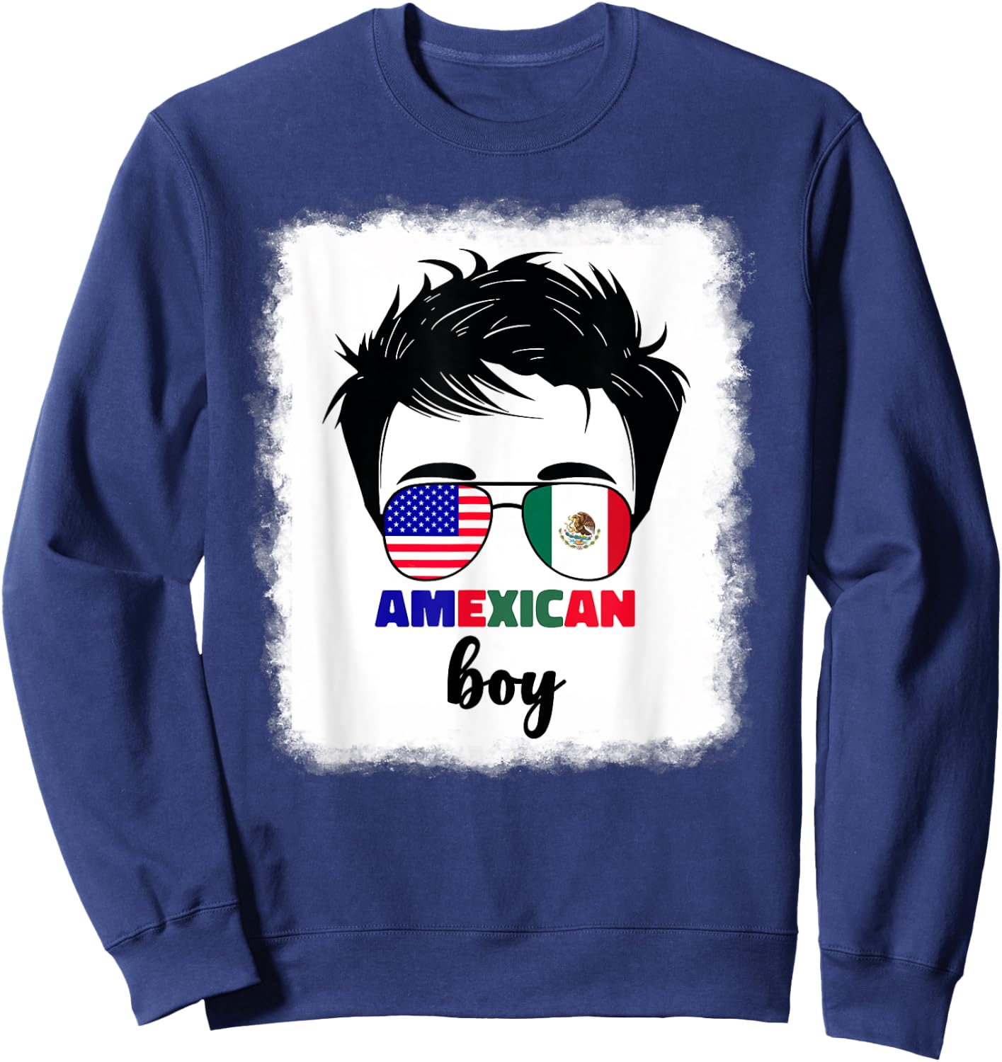 Half Mexican And American Mexico America Usa Flag Kids Boys Sweatshirt - Sweatshirt | Navy