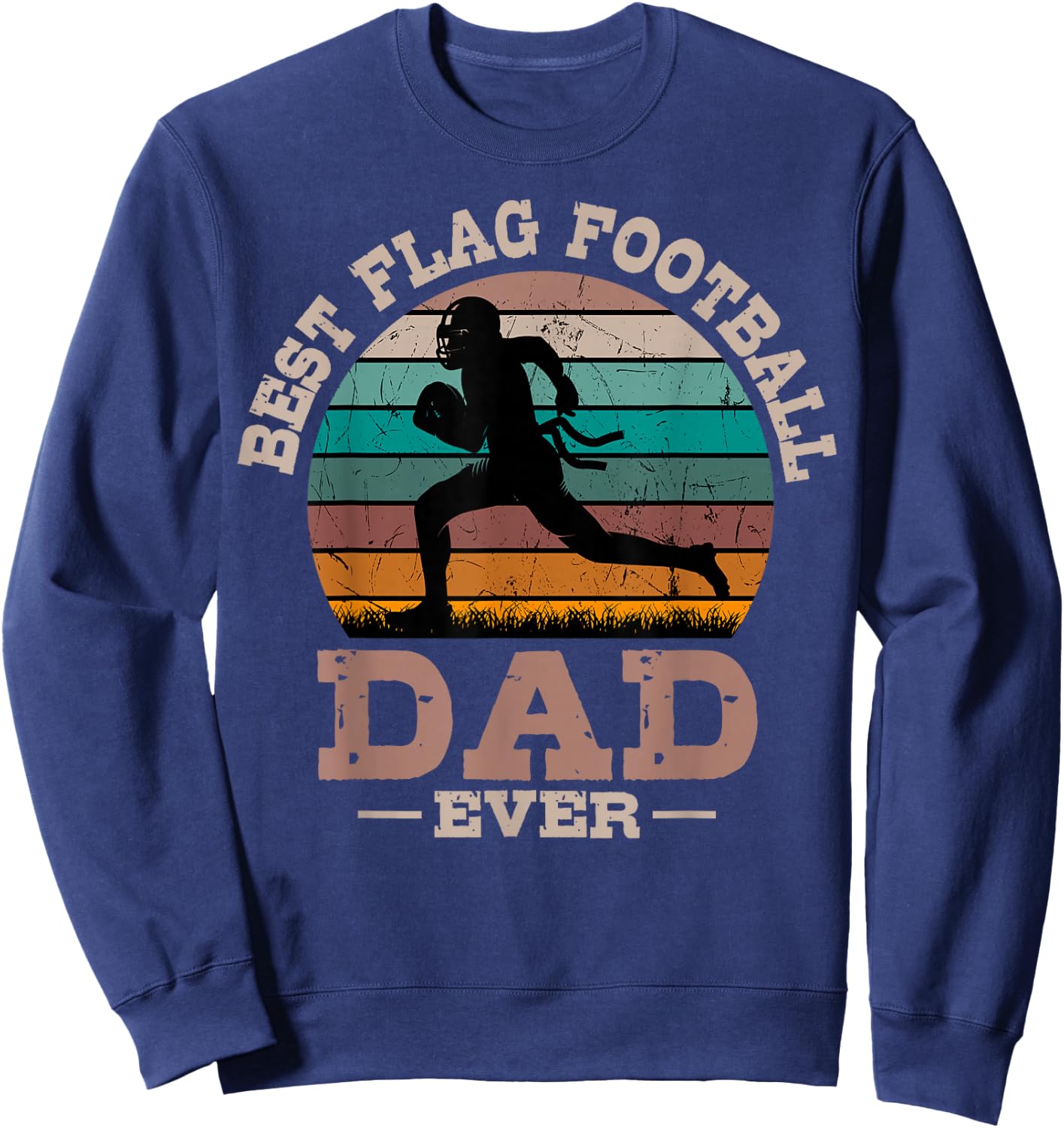 Flag Football Dad Retro Vintage Sport Ball Father's Day Sweatshirt - Sweatshirt | Navy