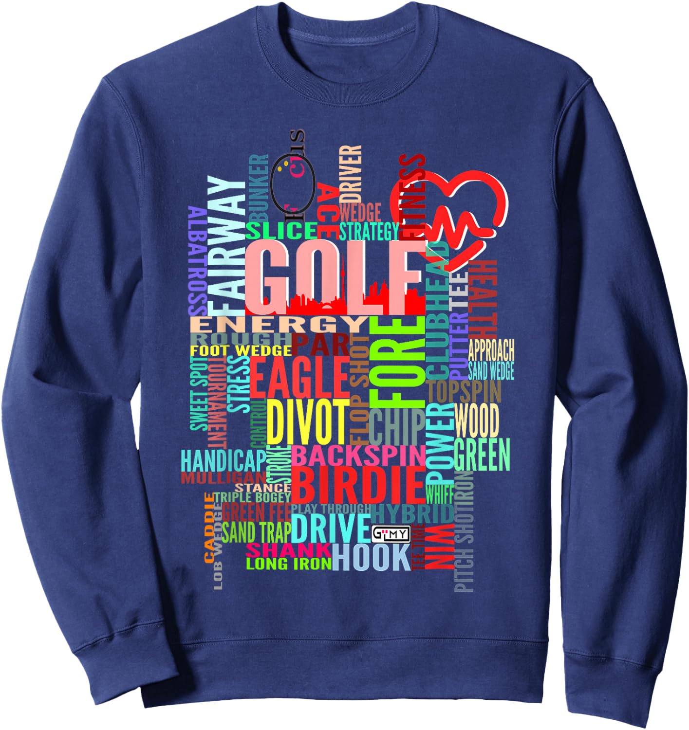 Colorful Golf Word Cloud Funny Golfer Design Sweatshirt - Sweatshirt | Navy