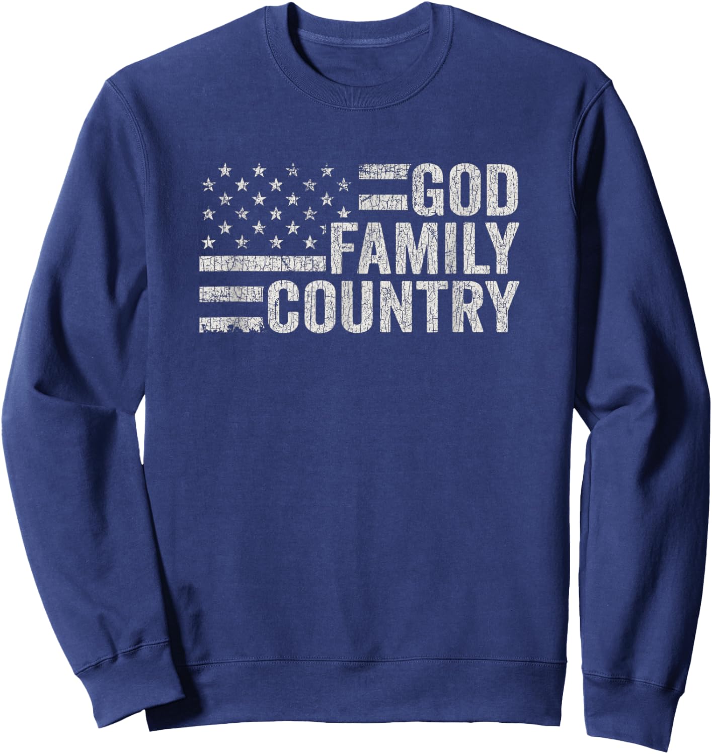 Vintage God Family Country Patriotic Christian American Sweatshirt - Sweatshirt | Navy