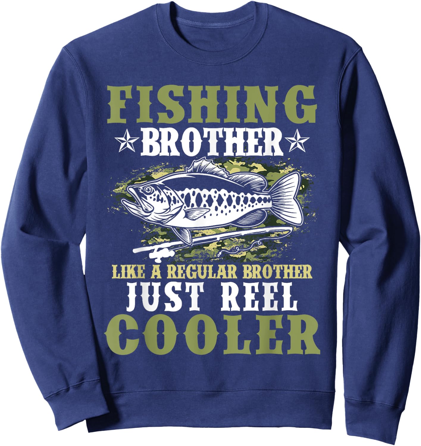 Fishing Shirt Boys Fisherman Funny Bass Fishing Brother Sweatshirt - Sweatshirt | Navy
