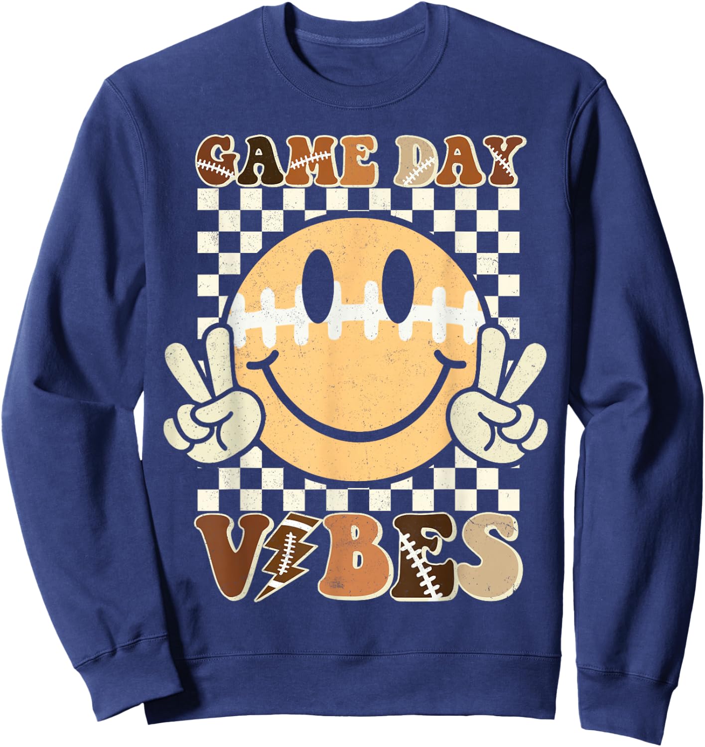Funny Face American Football Game Day Vibes Sport Women Girl Sweatshirt - Sweatshirt | Navy