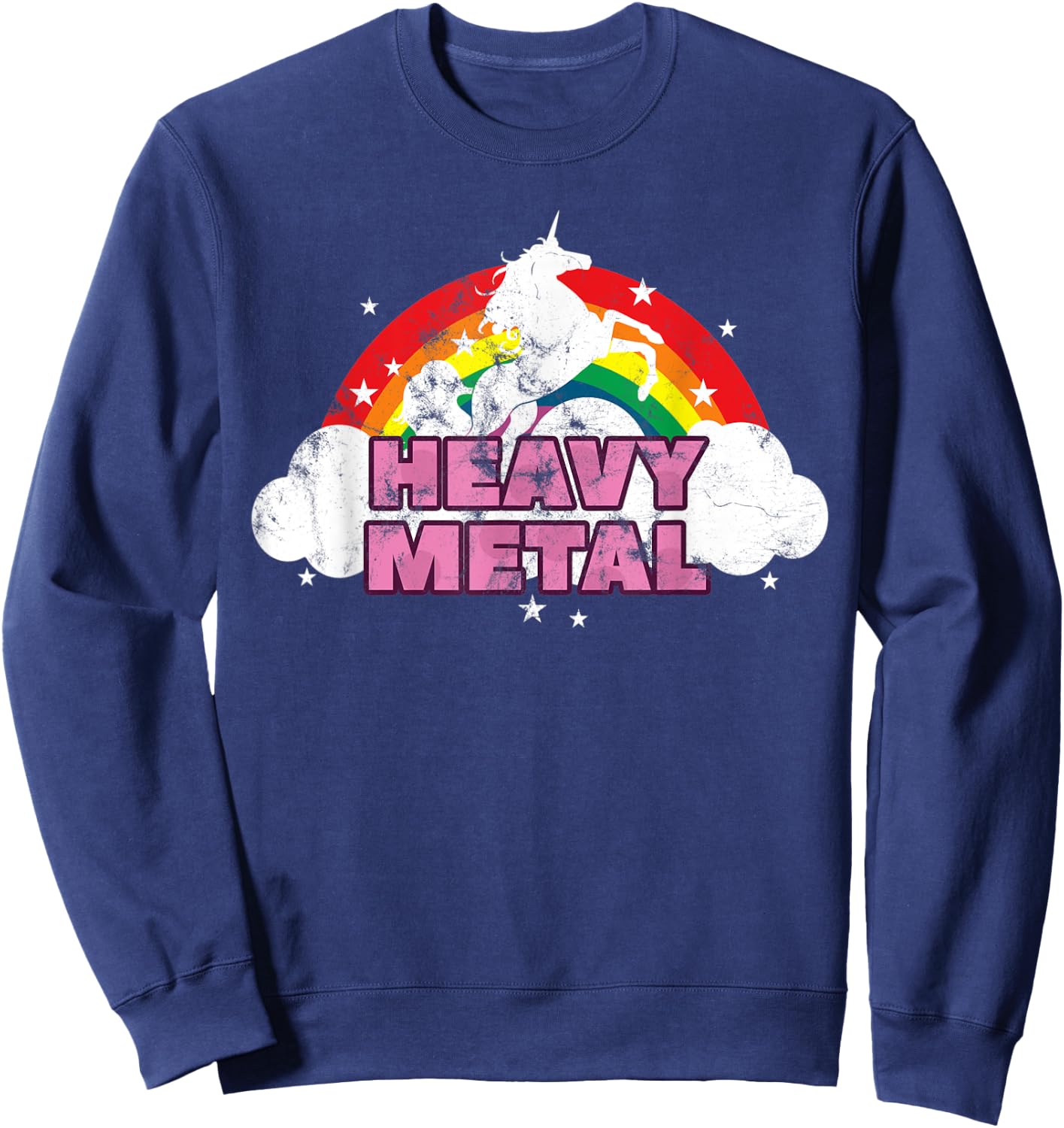 Cute Heavy Metal Unicorn Graphic Men Woman Kids Sweatshirt - Sweatshirt | Navy