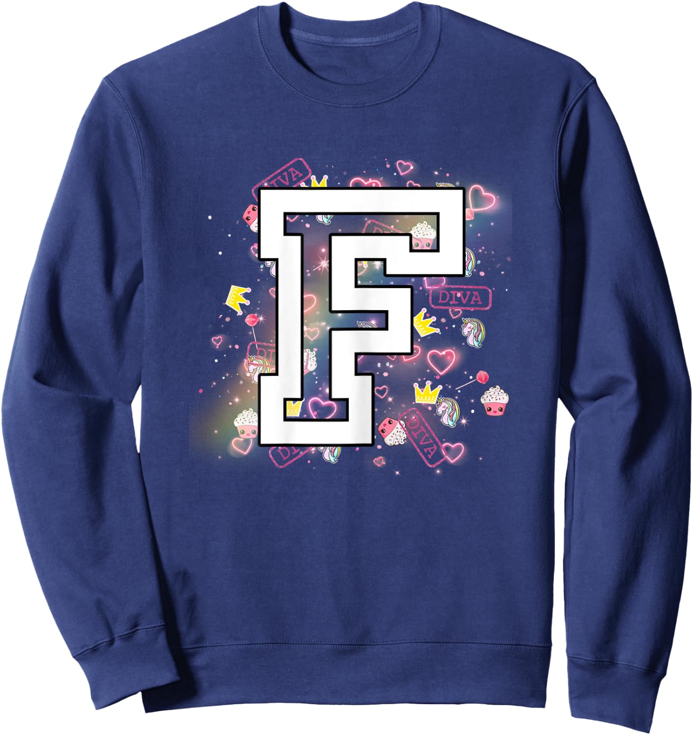Kids Letter F Clothing For a Girl Who's Name Starts With F Sweatshirt - Sweatshirt | Navy
