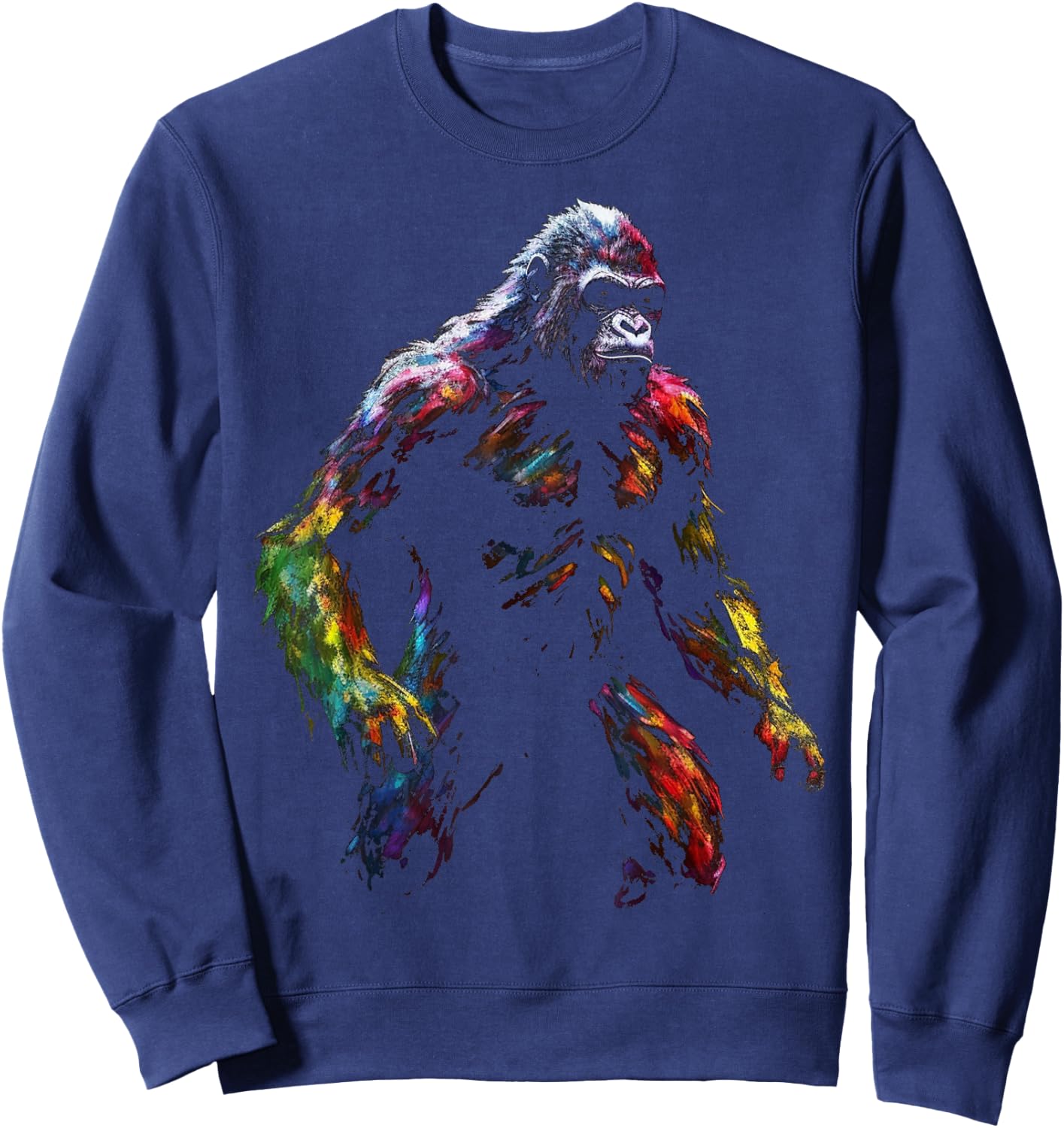 Gorilla Colourful Artwork - Animal Art Monkey Zoo Gorilla Sweatshirt - Sweatshirt | Navy
