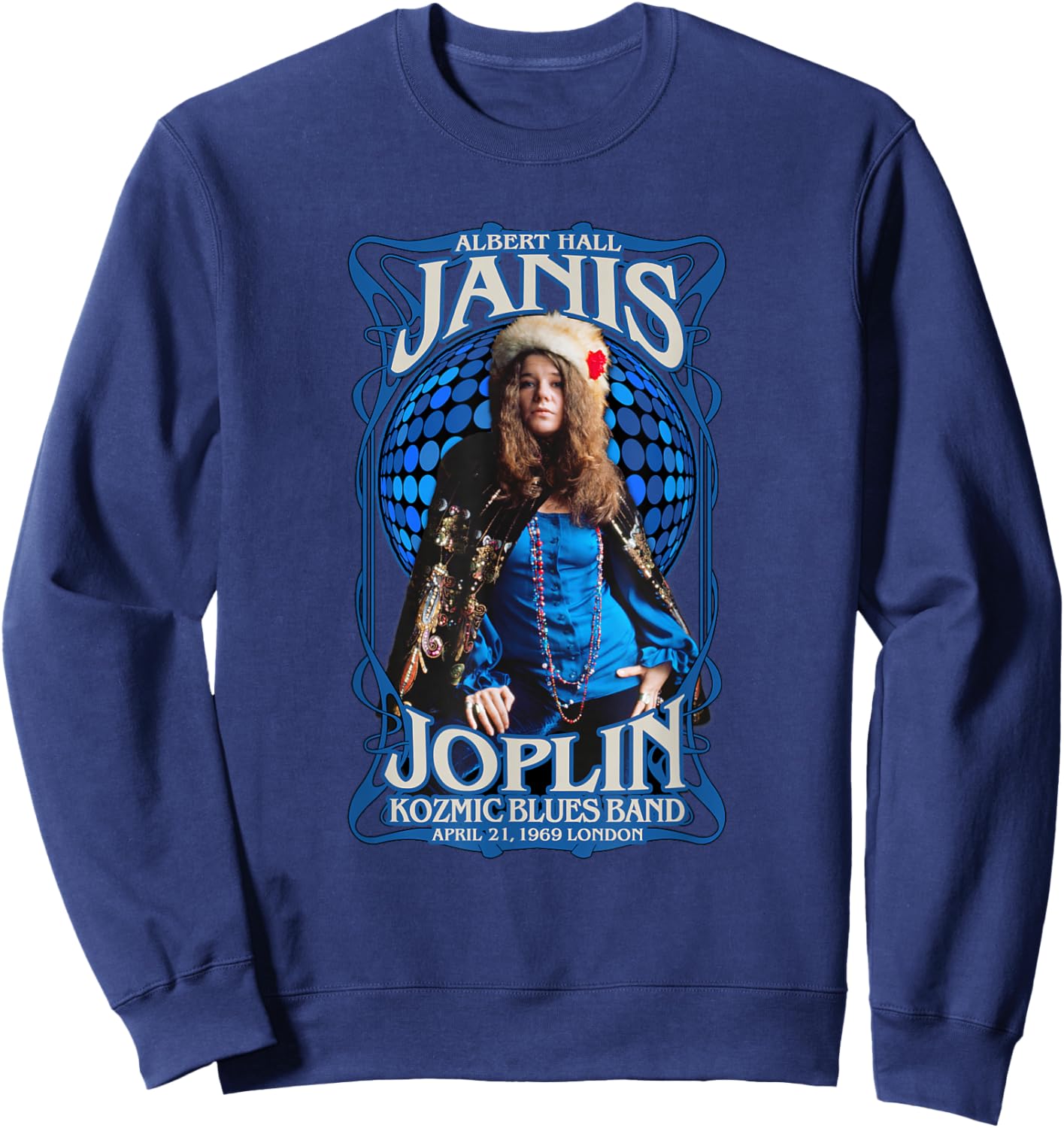 Janis Joplin Albert Hall 1969 Baron Wolman Photo Sweatshirt - Sweatshirt | Navy