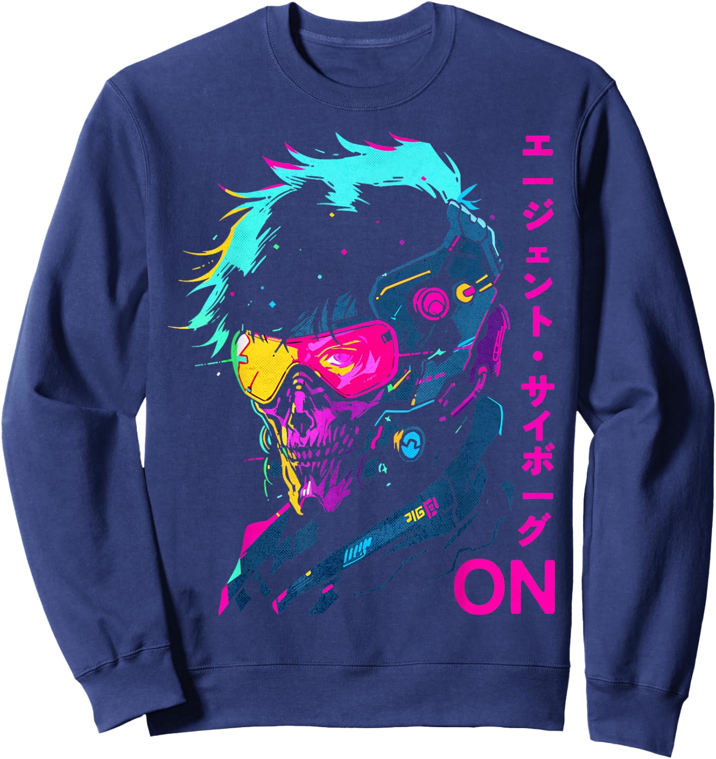 Japanese Cyborg Agent Futuristic Cyberpunk Style Sweatshirt - Sweatshirt | Navy