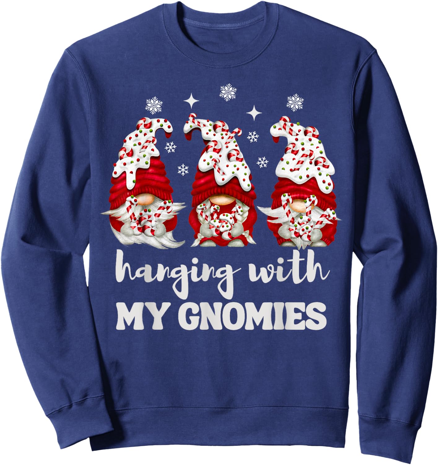 Christmas Hanging With My Gnomies Peppermint Xmas Gnome Sweatshirt - Sweatshirt | Navy