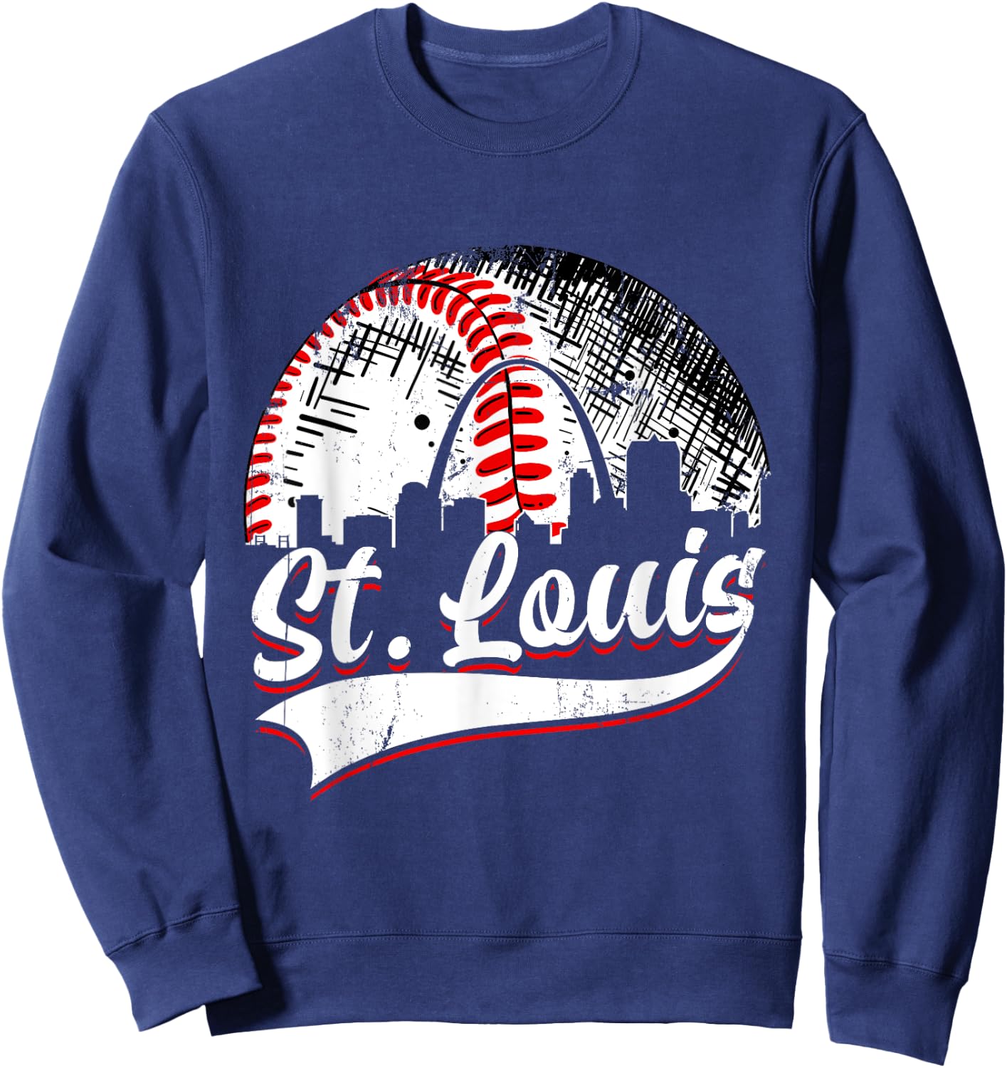 Vintage St. Louis Baseball Lover Men Women Game Day Sweatshirt - Sweatshirt | Navy