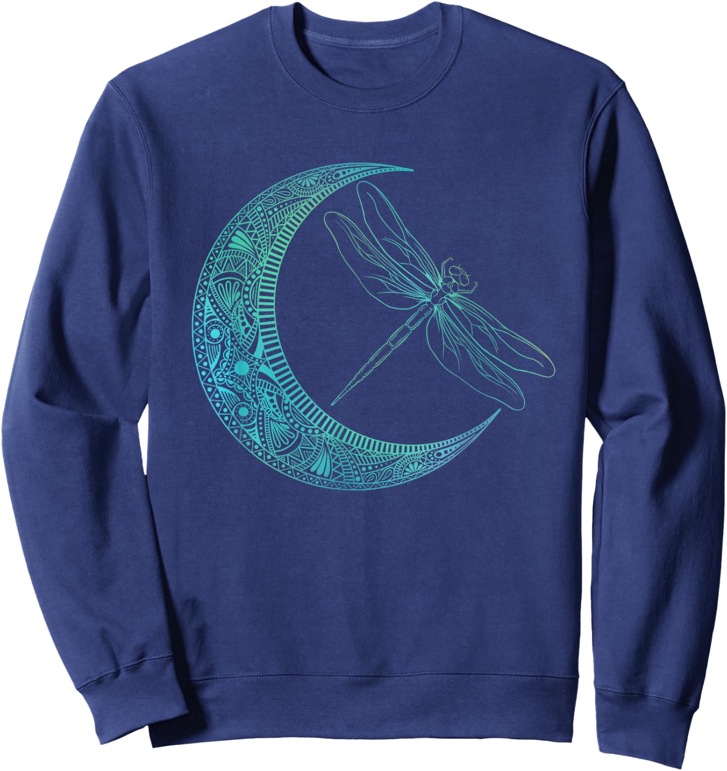 Crescent Moon And Dragonfly - Wildlife Insects Entomologist Sweatshirt - Sweatshirt | Navy