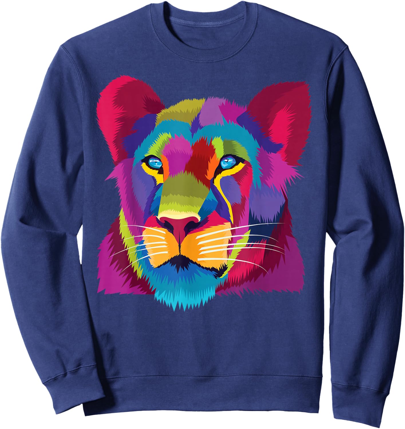 colorful cute lioness Female Lion Face art for lover African Sweatshirt - Sweatshirt | Navy