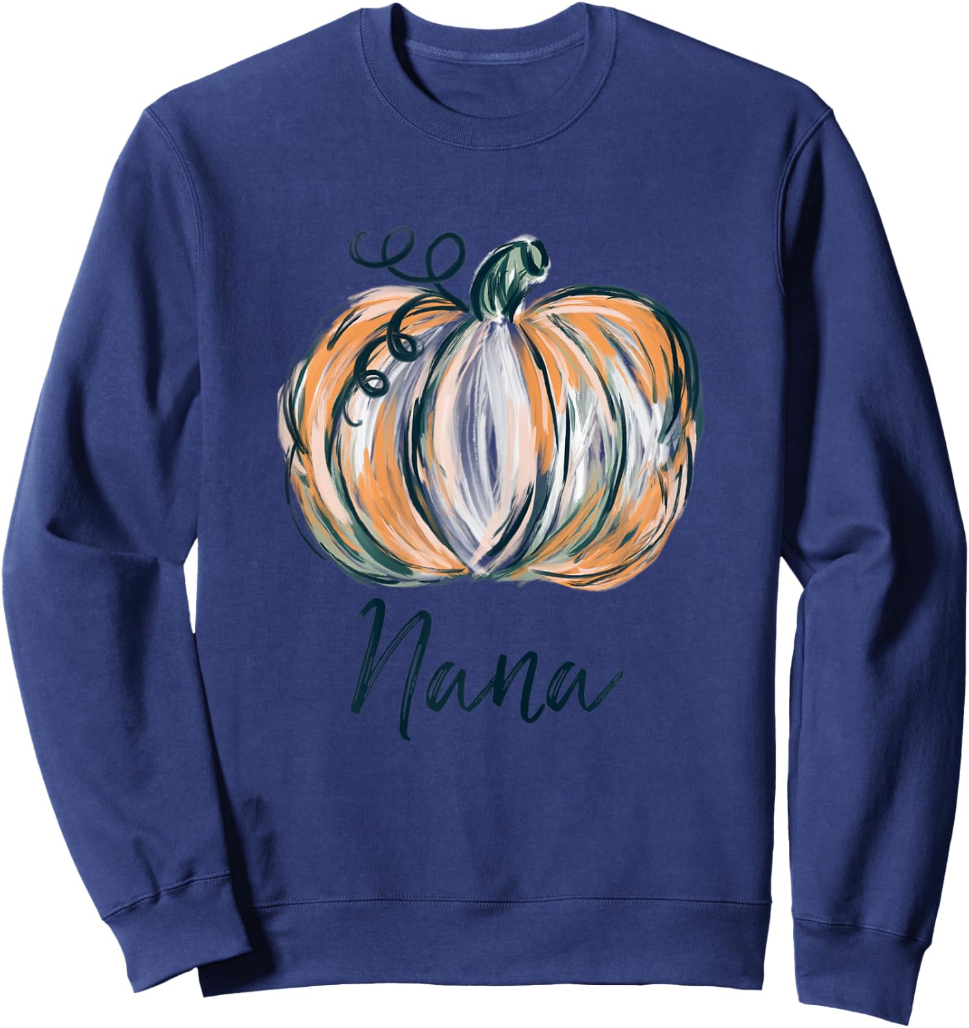 Nana Watercolor Pumpkin Fall Thanksgiving Halloween 2022 Sweatshirt - Sweatshirt | Navy