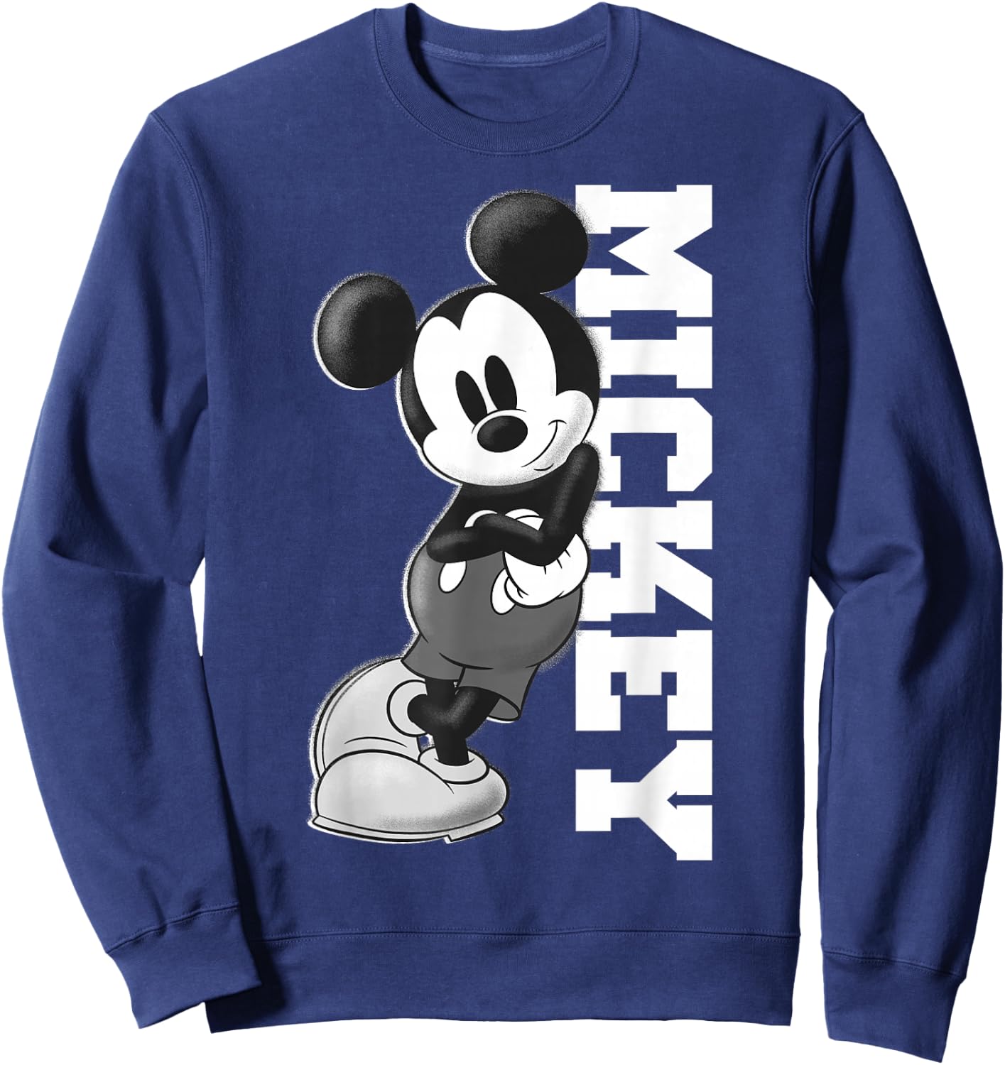 Disney Mickey Mouse Leaning on Name White Sweatshirt - Sweatshirt | Navy