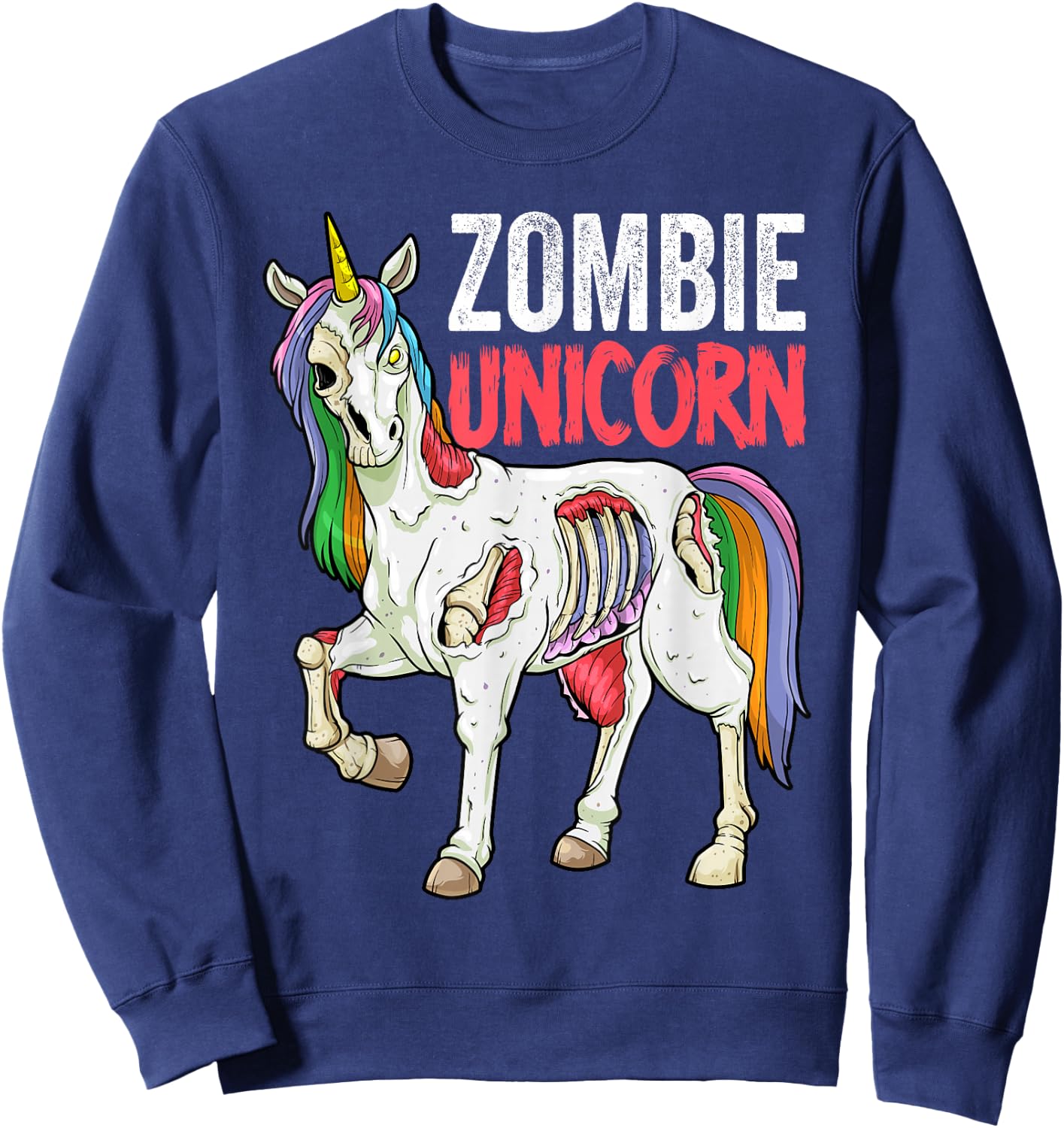 Zombie Unicorn Zombiecorn Halloween Costume Scary Undead Sweatshirt - Sweatshirt | Navy