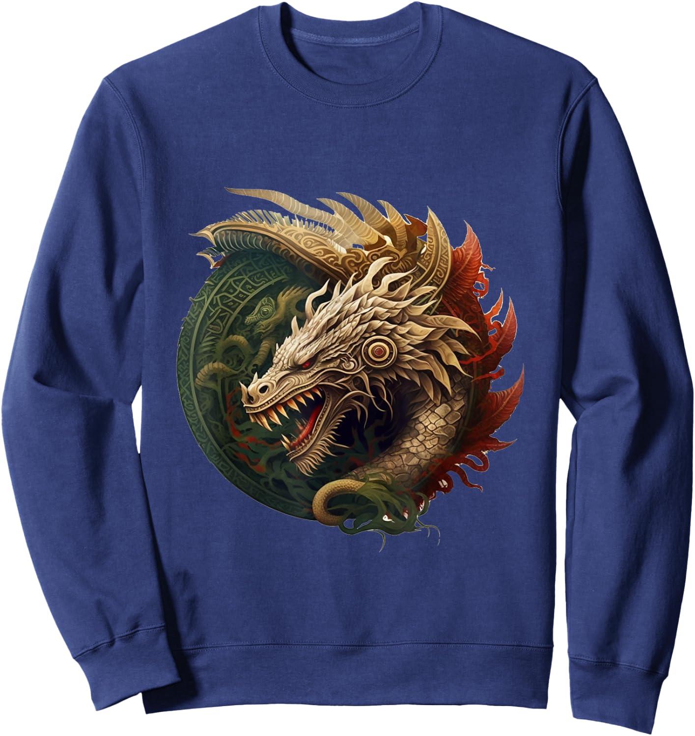 Aztec Quetzalcoatl Mexican Mythology Ouroboros Aztec God Sweatshirt - Sweatshirt | Navy