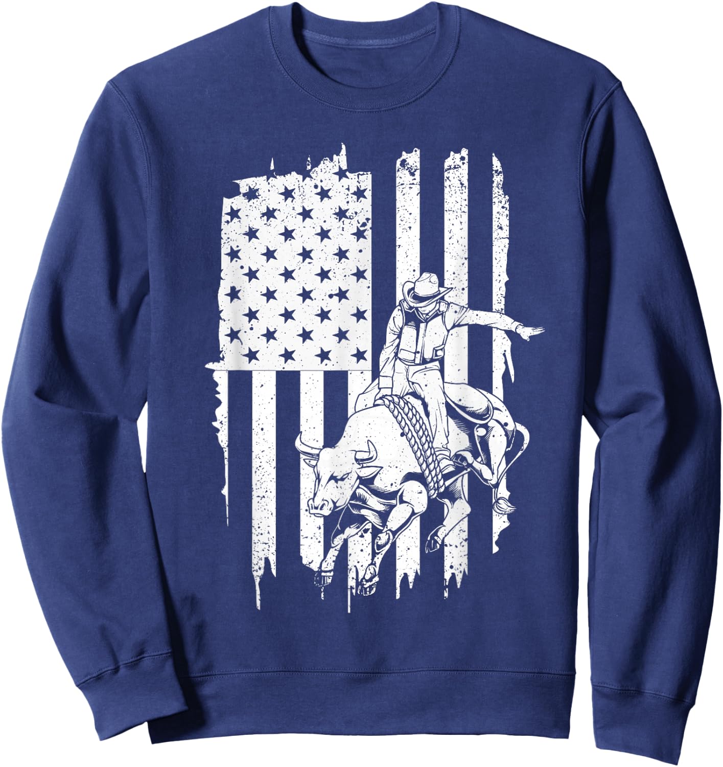 Cool American Rodeo Bull Rider Design Men Women Boys Girls Sweatshirt - Sweatshirt | Navy