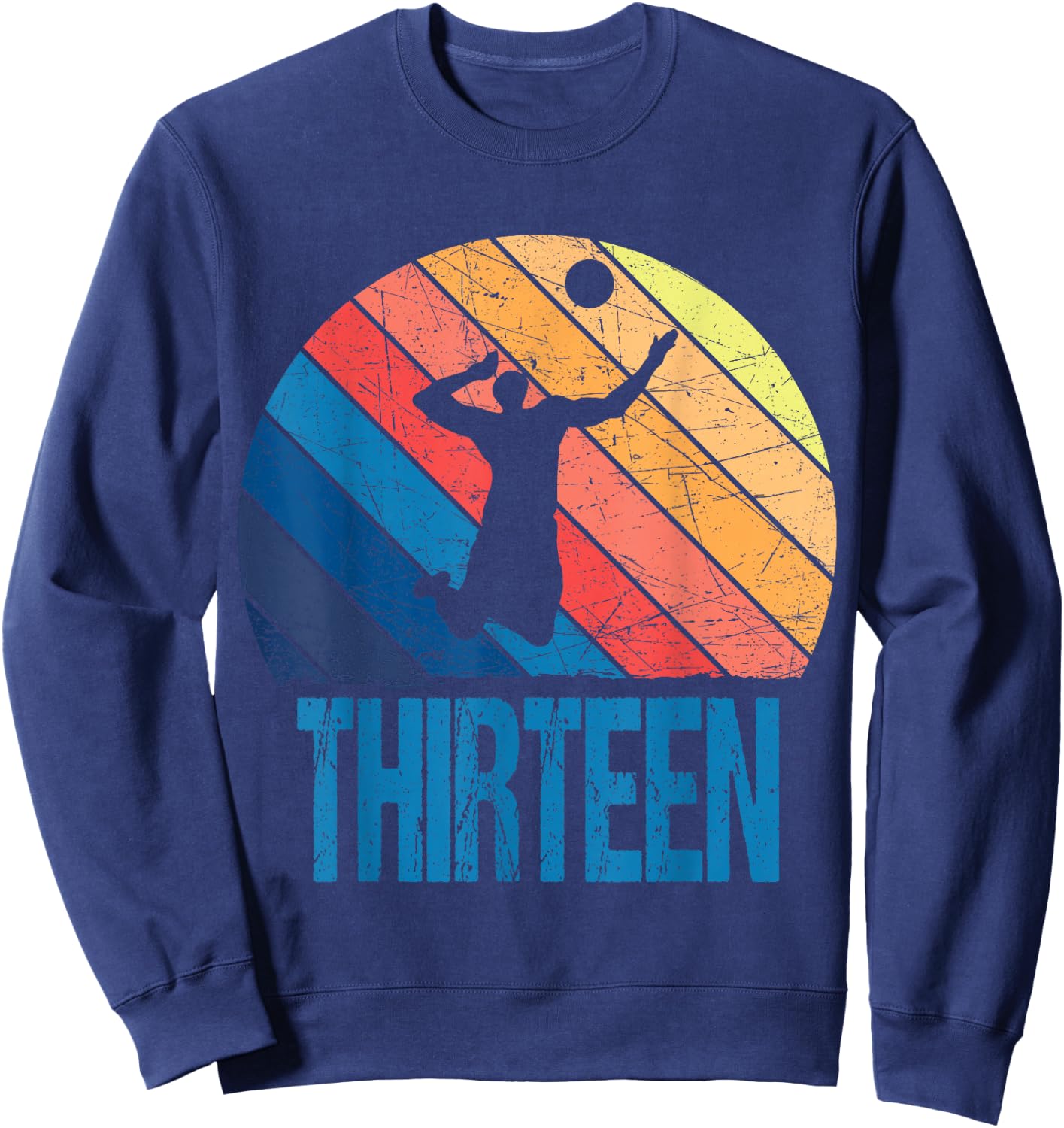 13th Birthday Retro Volleyball 13 Years Old Boy Girl Sweatshirt - Sweatshirt | Navy