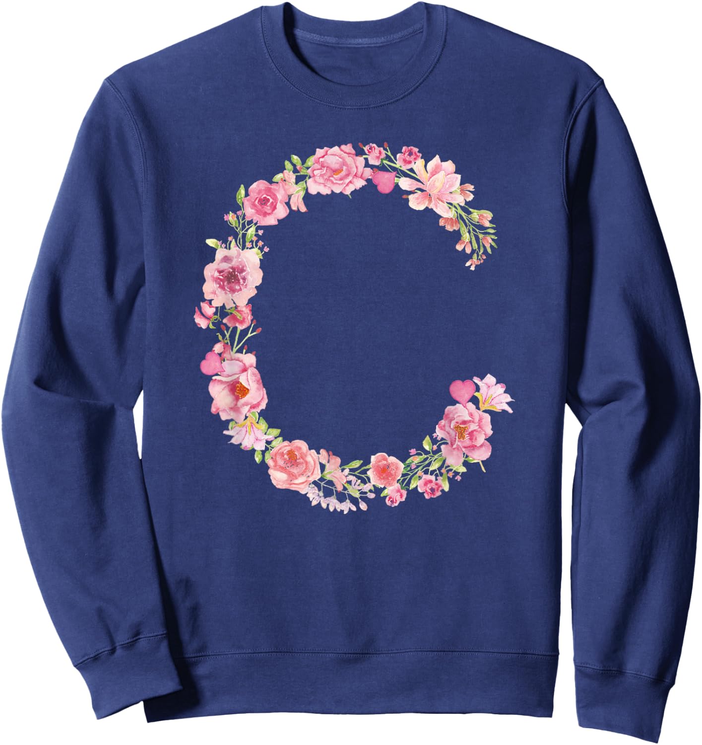 Cool Initial Alphabet Monogram Flowers Gifts Floral Letter C Sweatshirt - Sweatshirt | Navy