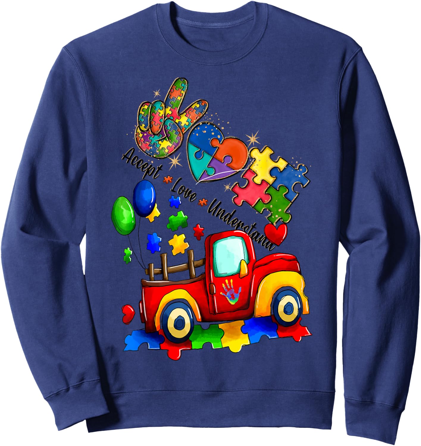 It's Ok To Be Different Autism Awareness Trucks Women Kid Sweatshirt - Sweatshirt | Navy