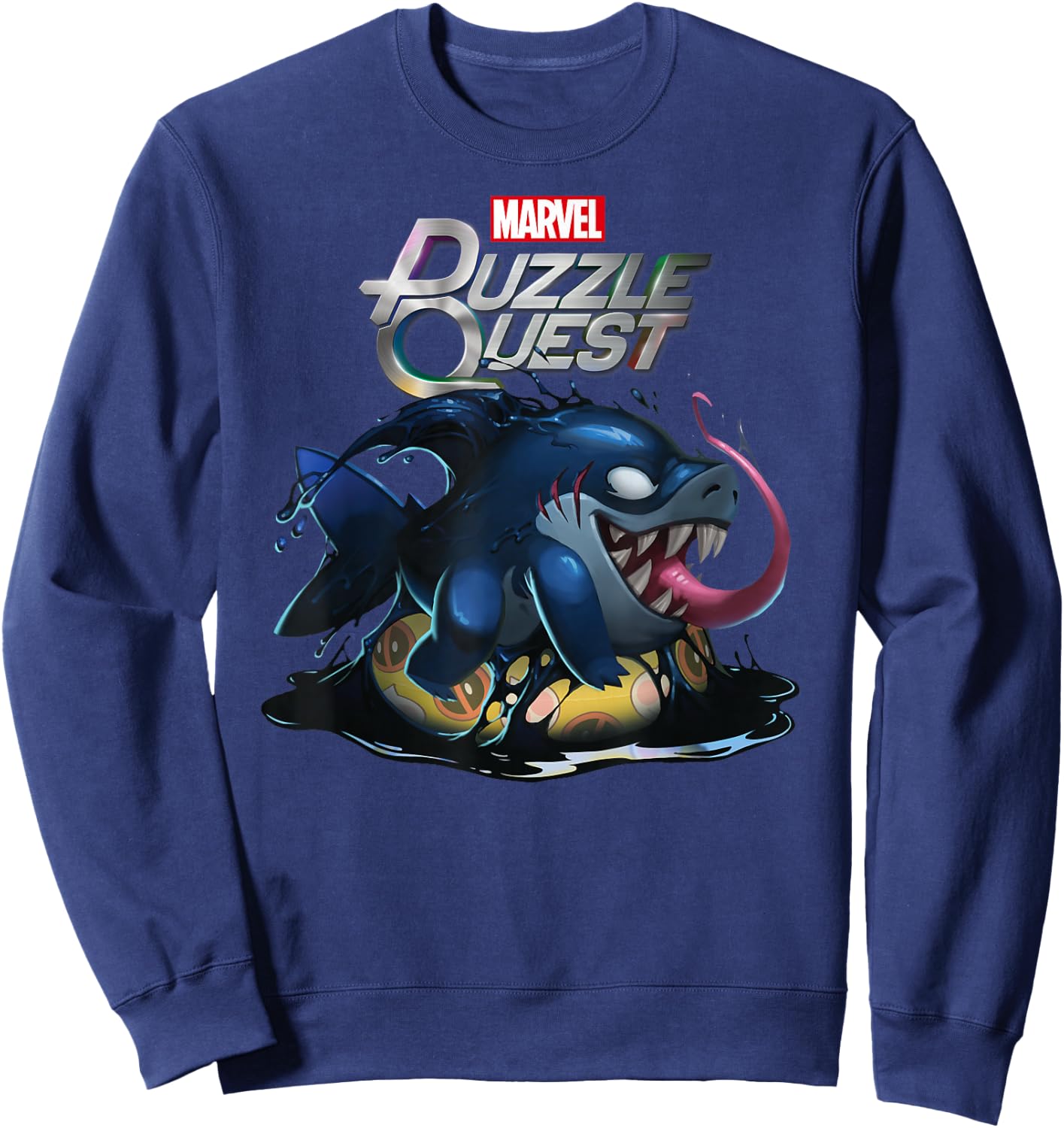 Marvel Puzzle Quest Jeff Land Shark Jeffrey Symbiote Floatie Sweatshirt - Sweatshirt | Navy