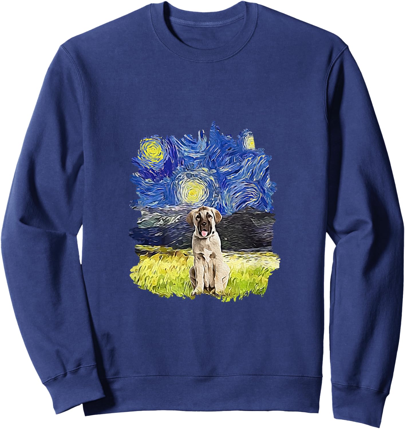 Starry Night Impressionist - Dog Art Anatolian Shepherd Dog Sweatshirt - Sweatshirt | Navy