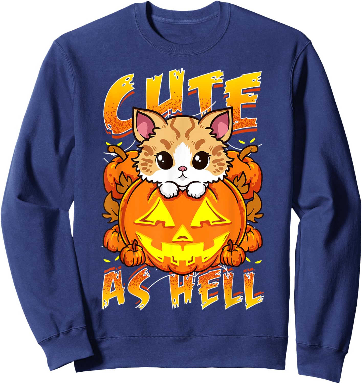 Cute as Hell Cat Lovers Halloween Sweatshirt - Sweatshirt | Navy