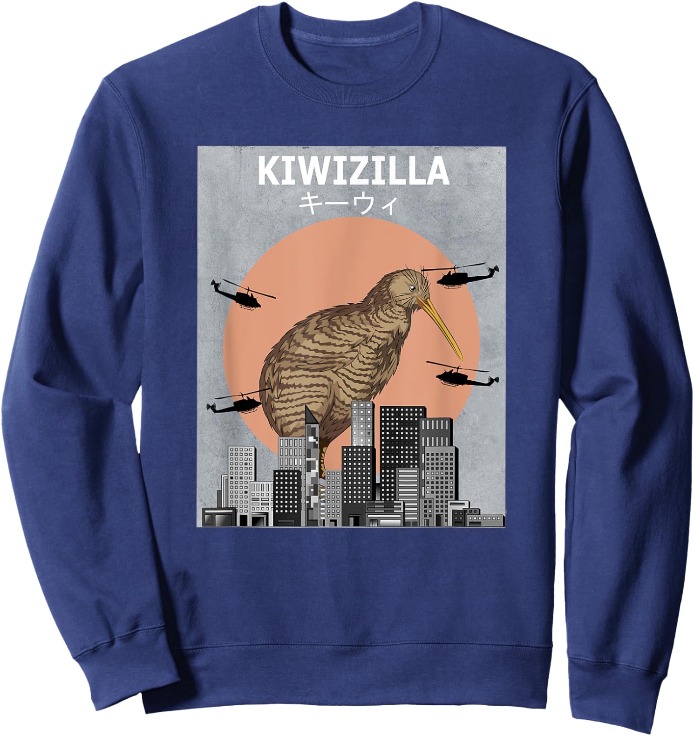 Kiwizilla Kiwi Bird Funny Birding Sweatshirt - Sweatshirt | Navy