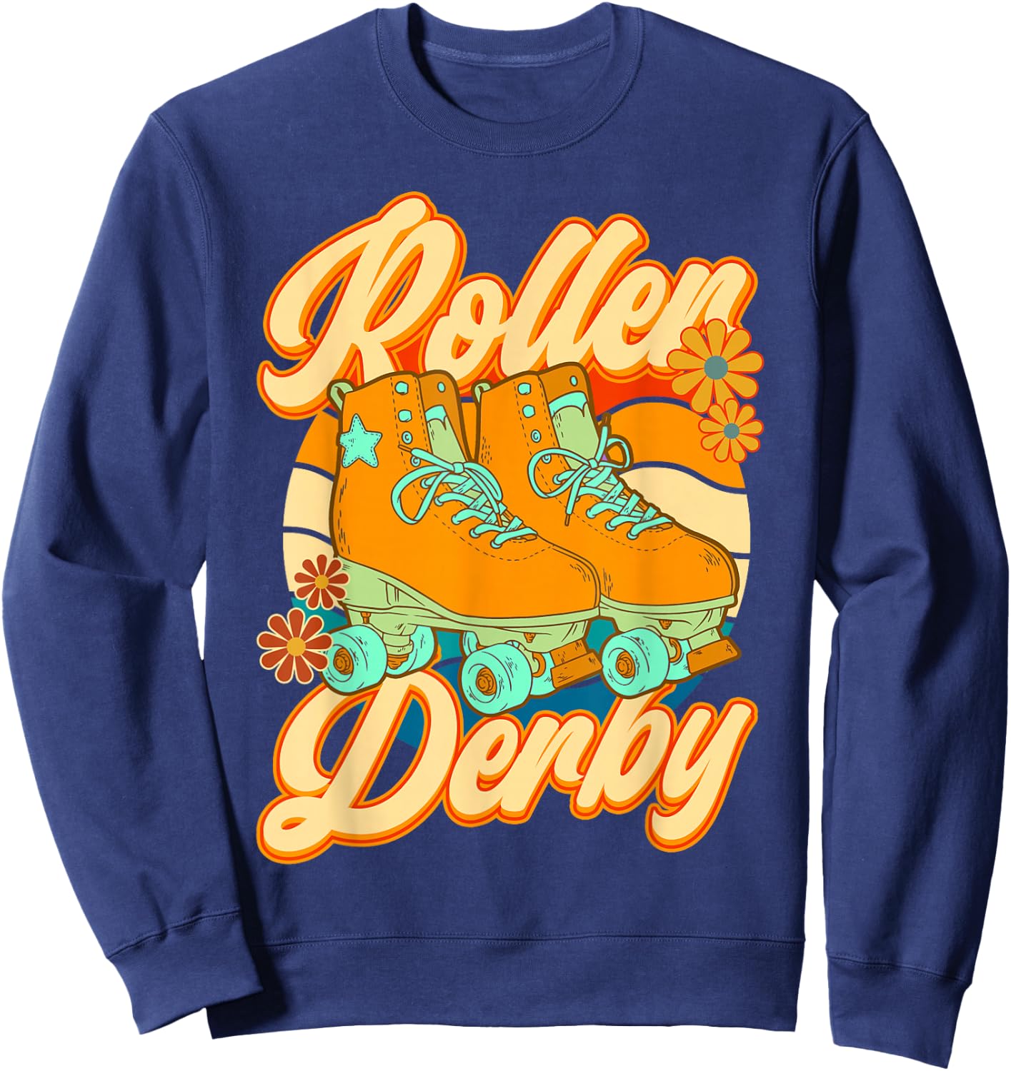 Roller Skating Roller Derby Skate Girl 70s Retro Sweatshirt - Sweatshirt | Navy