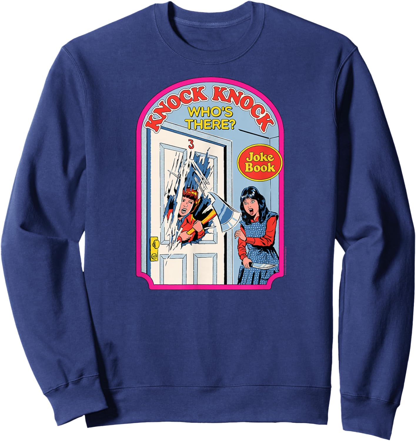 Steven Rhodes Shining Knock Knock Joke Book Retro Dark Humor Sweatshirt - Sweatshirt | Navy