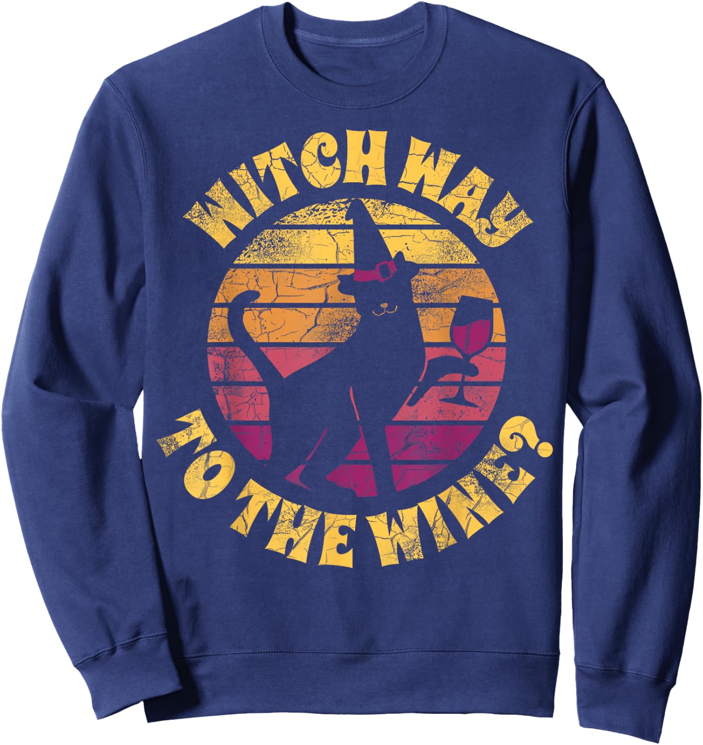 Funny Witch Way To The Wine Sweatshirt - Sweatshirt | Navy