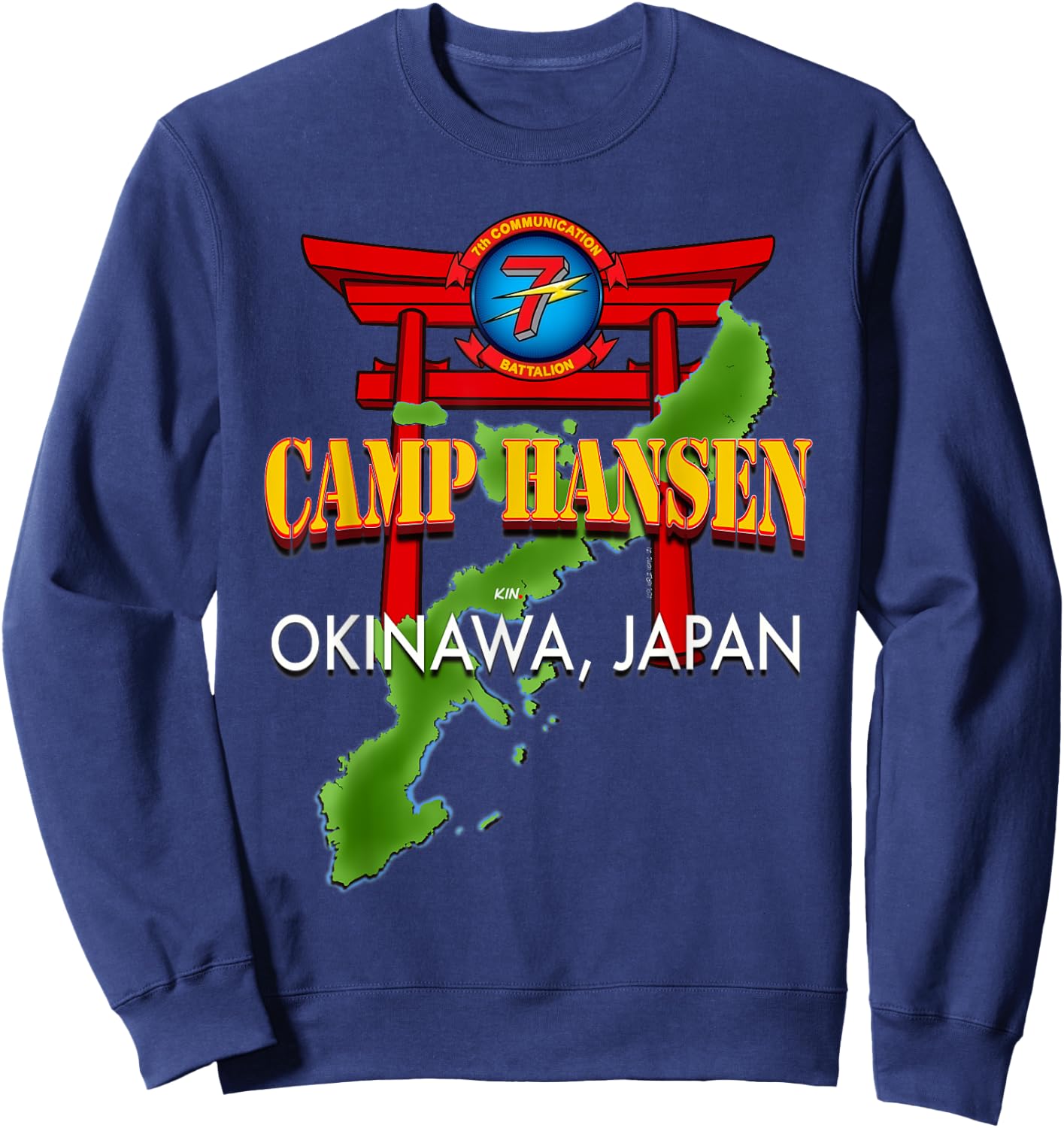 7th Communication Battalion Camp Hansen Okinawa Japan Sweatshirt - Sweatshirt | Navy