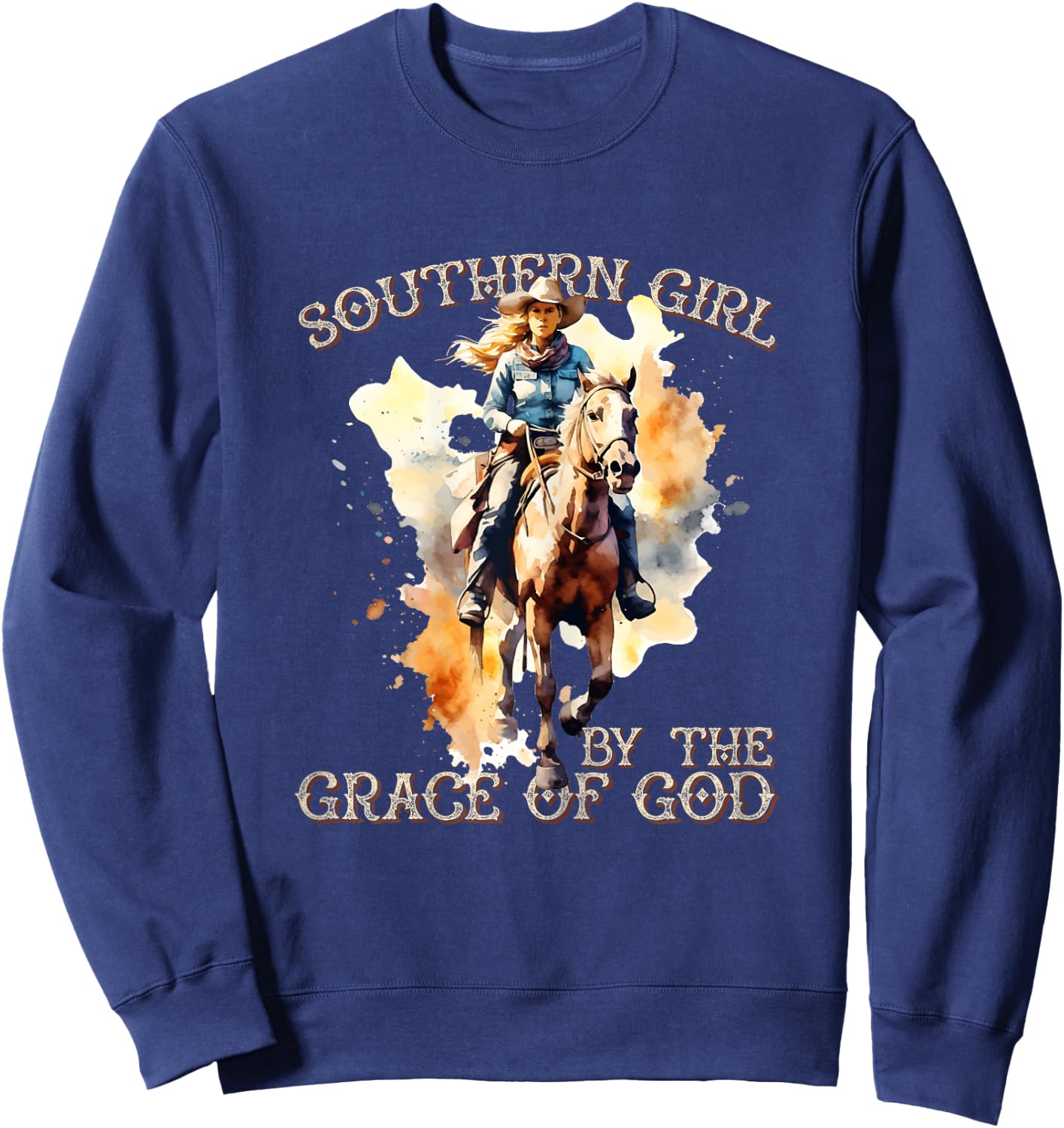 Southern Girl by the Grace God Christian Rural Lifestyle Sweatshirt - Sweatshirt | Navy