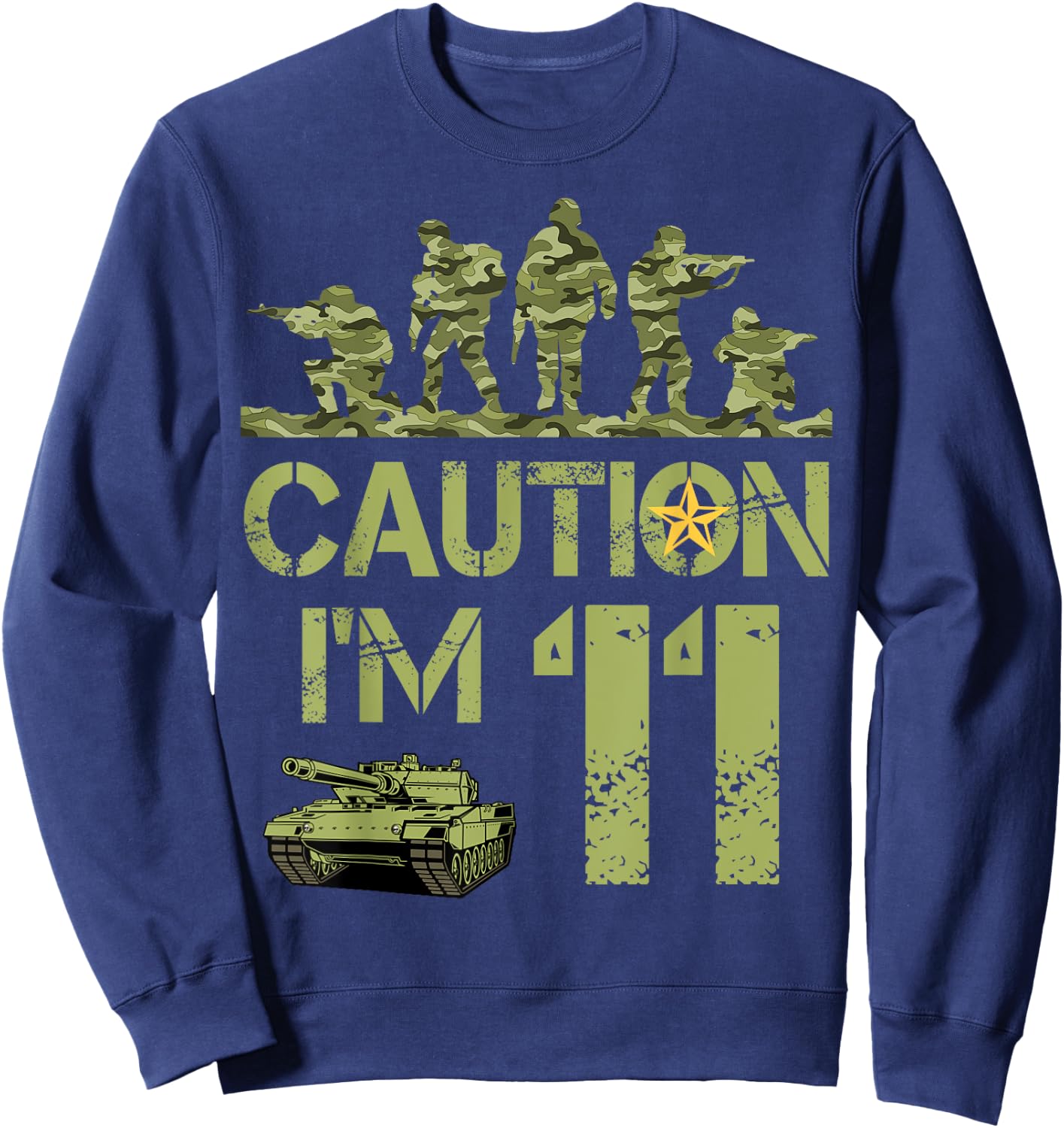 11th Birthday Military I'm 11 Year Old Soldier Camo Birthday Sweatshirt - Sweatshirt | Navy