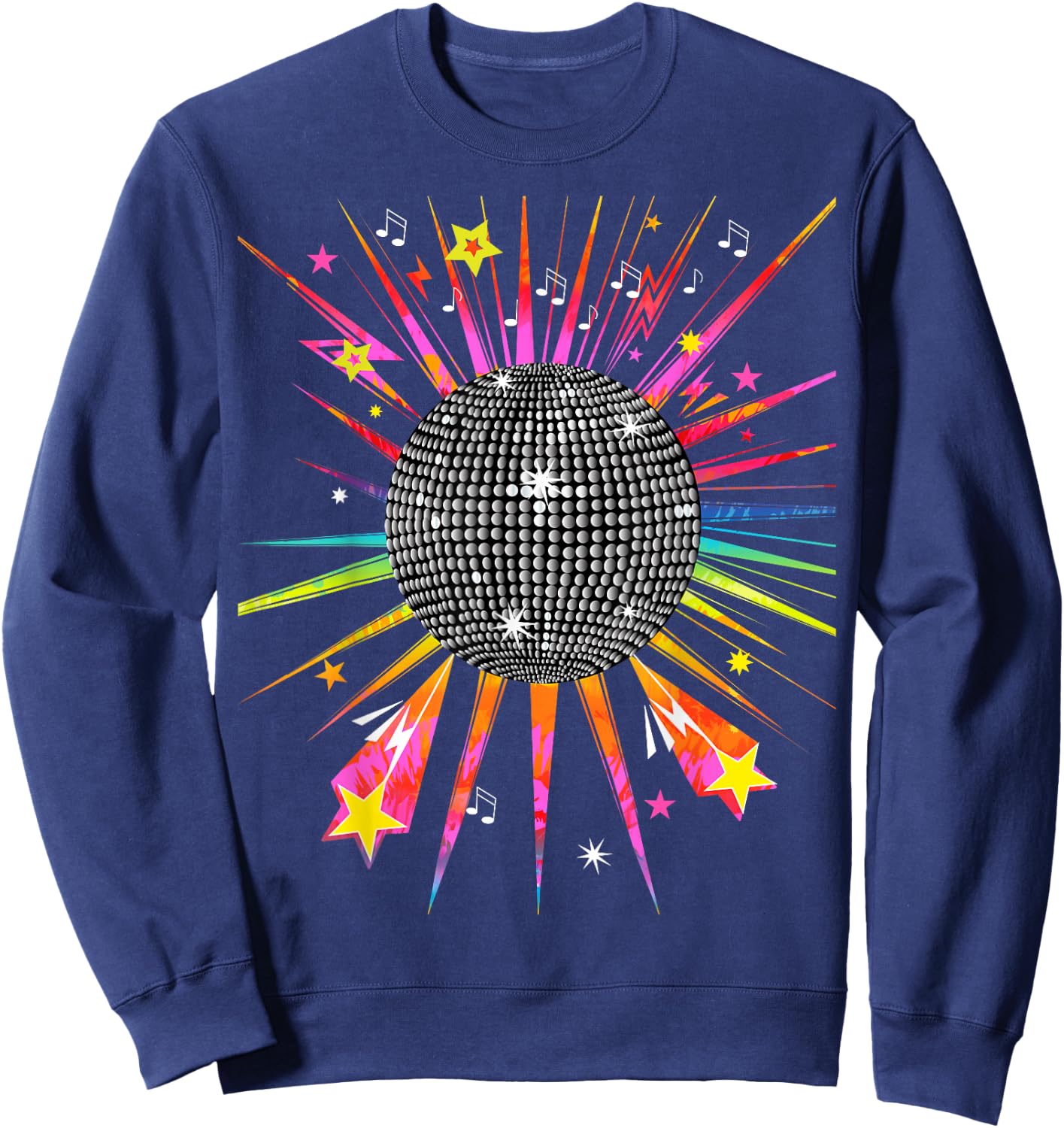 Little Hell's Kitchen Studio Disco Ball 1970's Tie Dye Vintage Retro Dance Party Costume , Black Sweatshirt - Sweatshirt | Navy