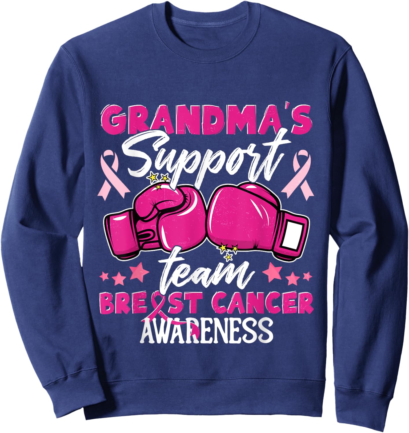 Grandma's Support Team Breast Cancer Awareness Support Squad Sweatshirt - Sweatshirt | Navy