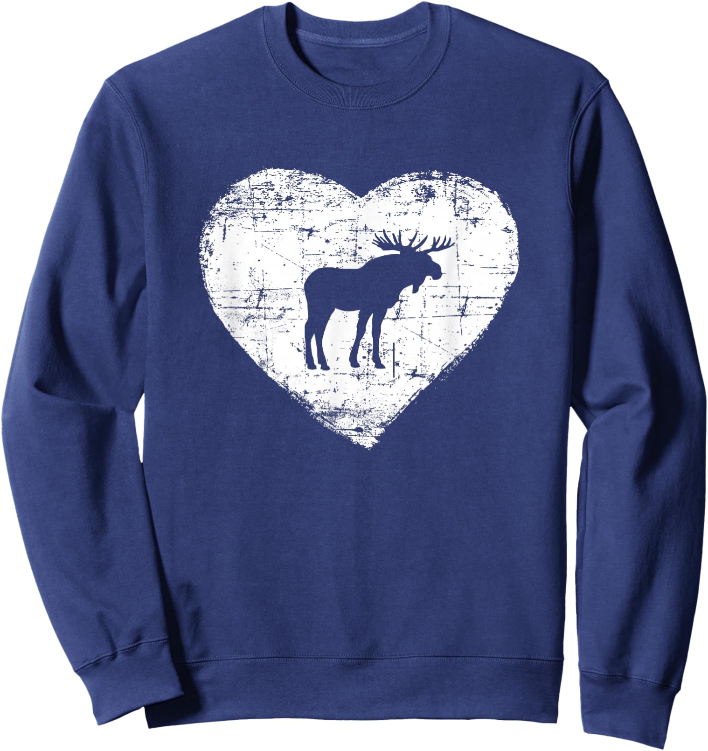 Love Moose Shirt | Moose Heart Sweatshirt - Sweatshirt | Navy