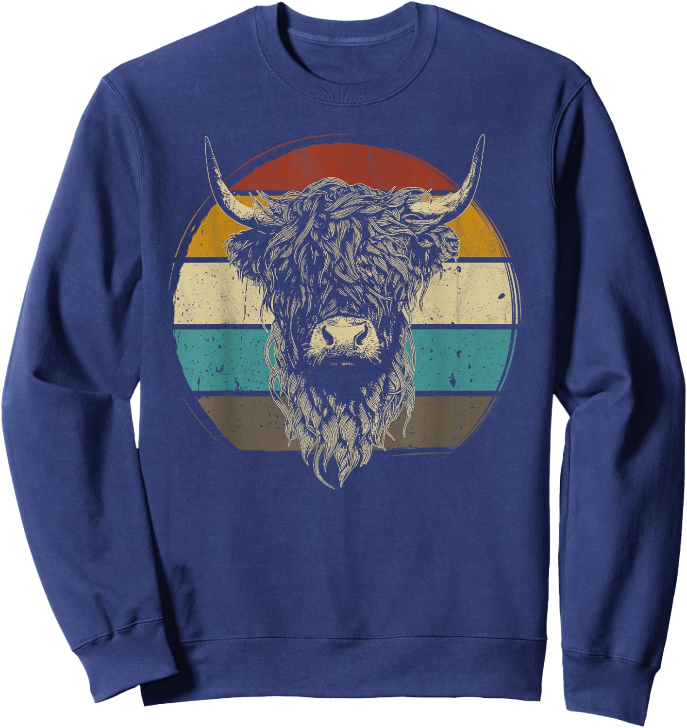 Scottish Highland Cow Cattle Hairy Cow Retro for cow lovers Sweatshirt - Sweatshirt | Navy