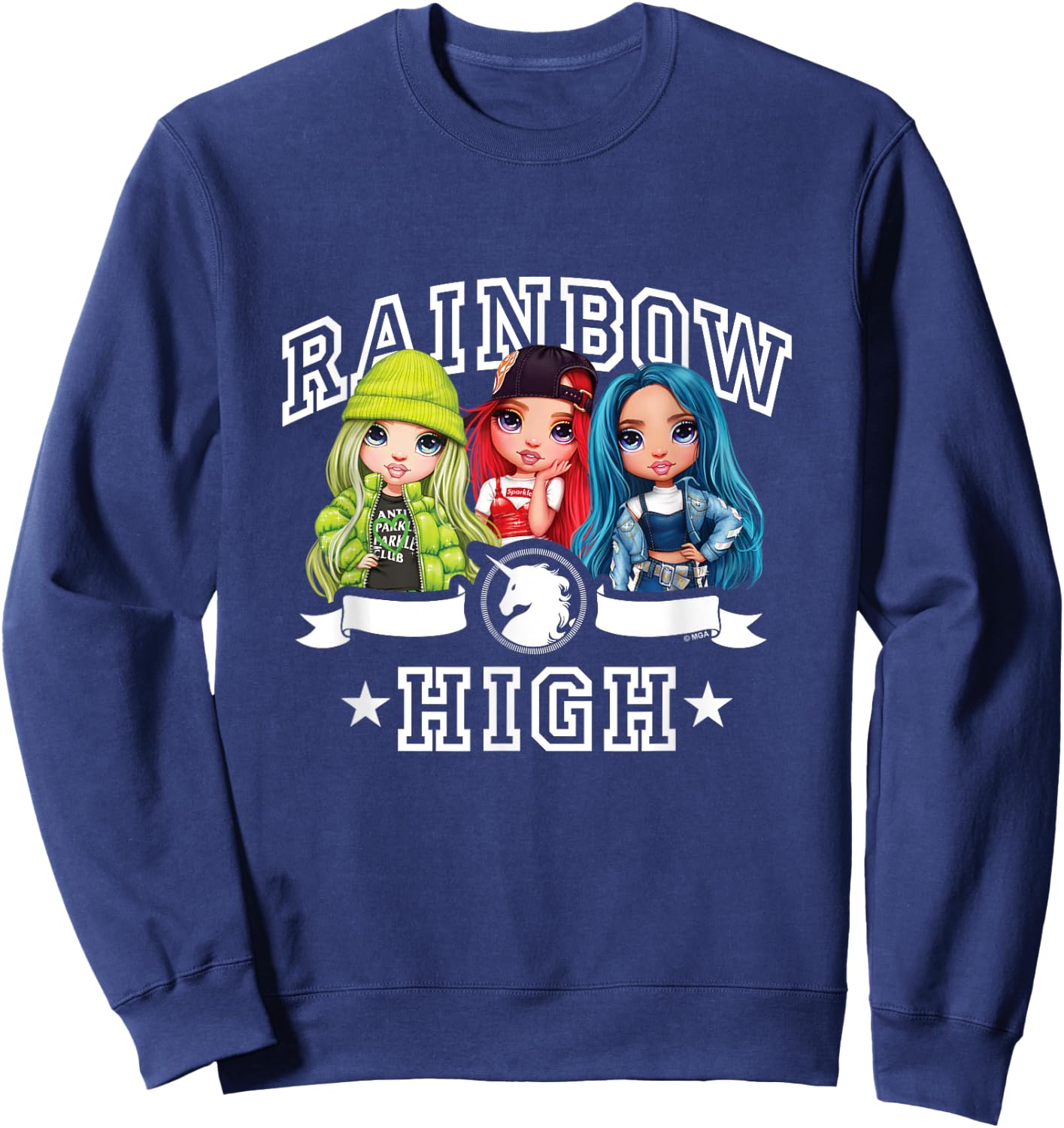 Rainbow High - Skylar Ruby Jade Collegiate Unicorn Logo Sweatshirt - Sweatshirt | Navy