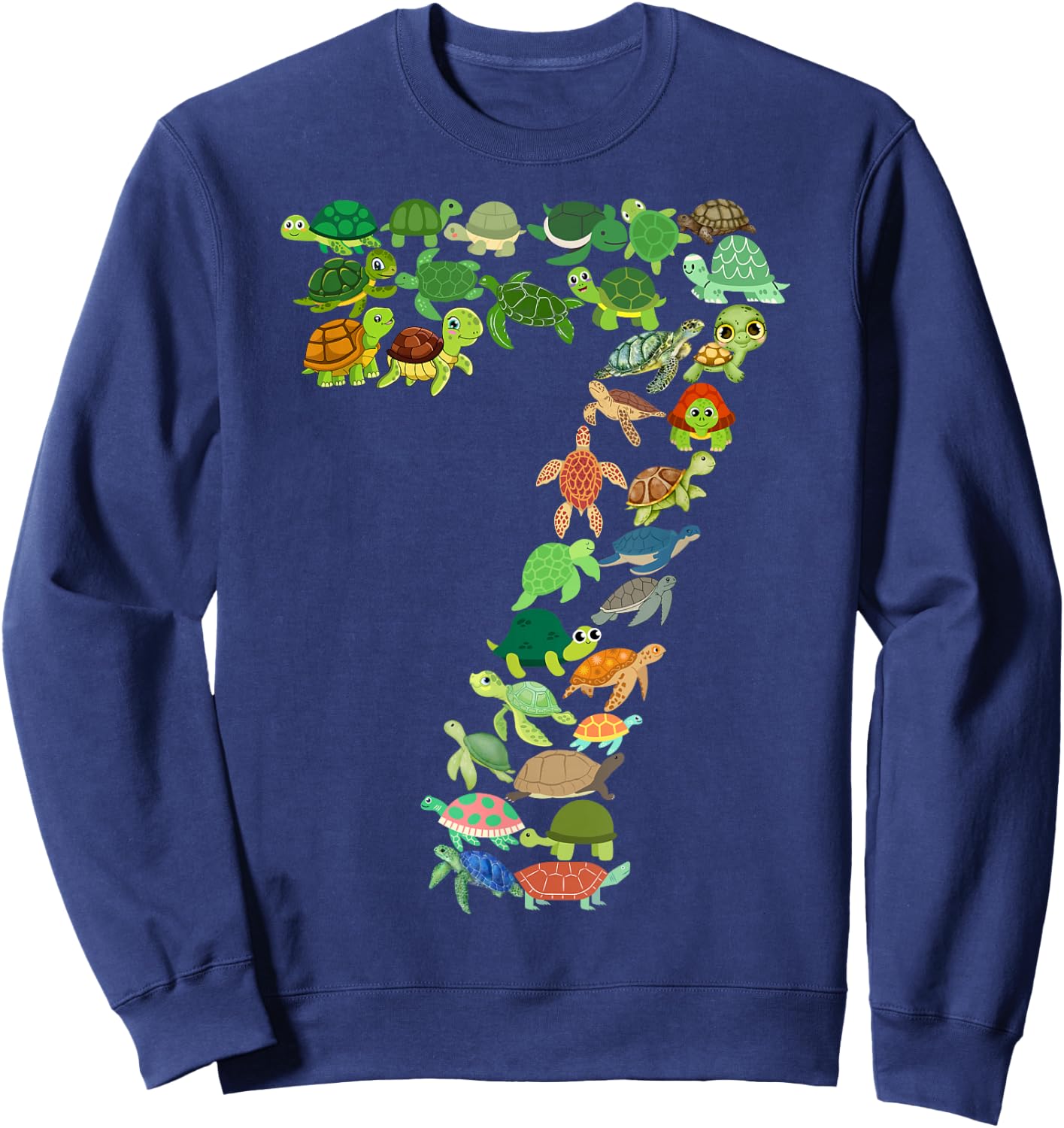 Kids 7th Birthday Sea Turtle Tortoise Themed 7 Years Old Boy Sweatshirt - Sweatshirt | Navy