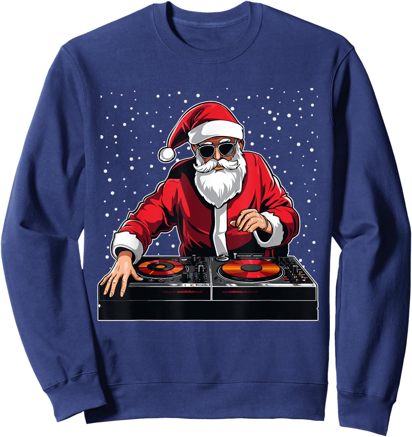 Dj Santa Singing Christmas Pajama Disc Jockey Music Lover Sweatshirt - Sweatshirt | Navy